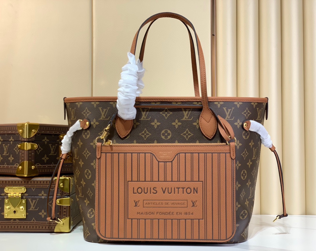 Louis Vuitton LV Neverfull Bolsos de mano Bolsos de Tote Negro Azul Marrón Rojo Amarillo Monogram Canvas Lona M13753