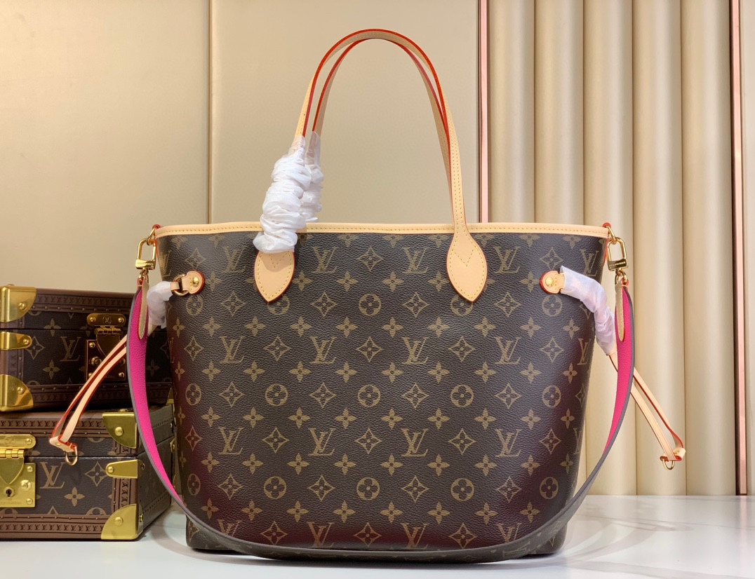 Louis Vuitton LV Neverfull Bolsos de mano Azul Rojo Amarillo Monogram Canvas Lona Tejidos M13753