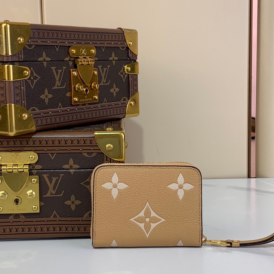 Louis Vuitton Monogram Empreinte Leather Zippy Coin Purse Wallet - Beige 3 i1730021615 6225 7