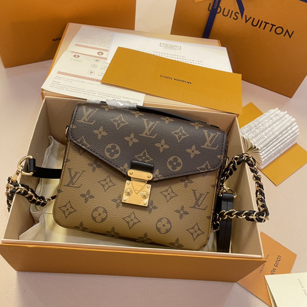 Louis Vuitton LV Pochette MeTis Mochila Bolsos de mano Pulido Monogram Reverse Lona Tejido Cadena M11941