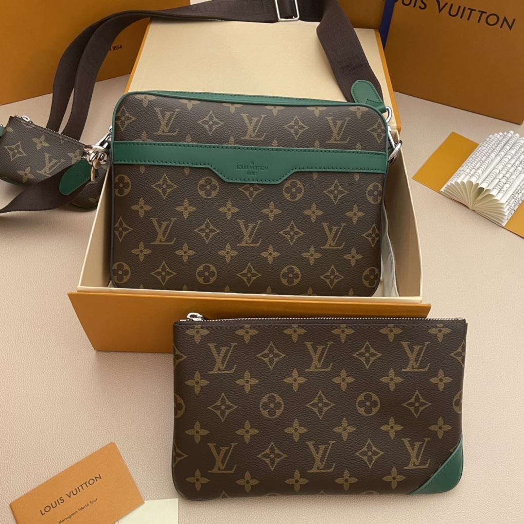 Louis Vuitton Trio Messenger Bag Monogram Macassar Canvas with Leather Trim 3 i1733321307 2574 6