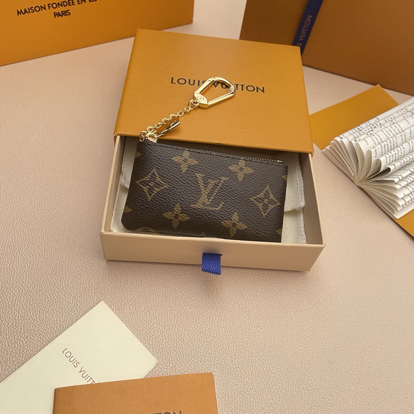 Louis Vuitton Monogram Canvas Key Pouch Wallet with Chain - Perfect for Essentials 2 i1741184587414 4136 0 1
