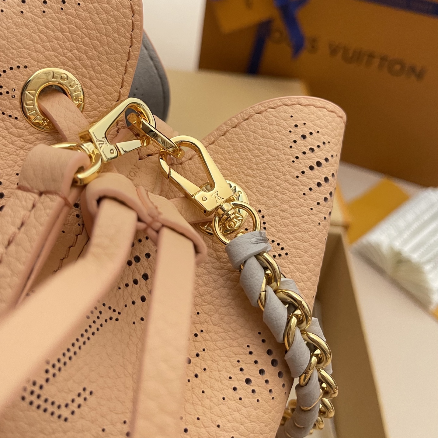 Louis Vuitton Bella Bucket Bag in Mahina Leather with Chain Detail 5 i1741274410934 3843 0 3