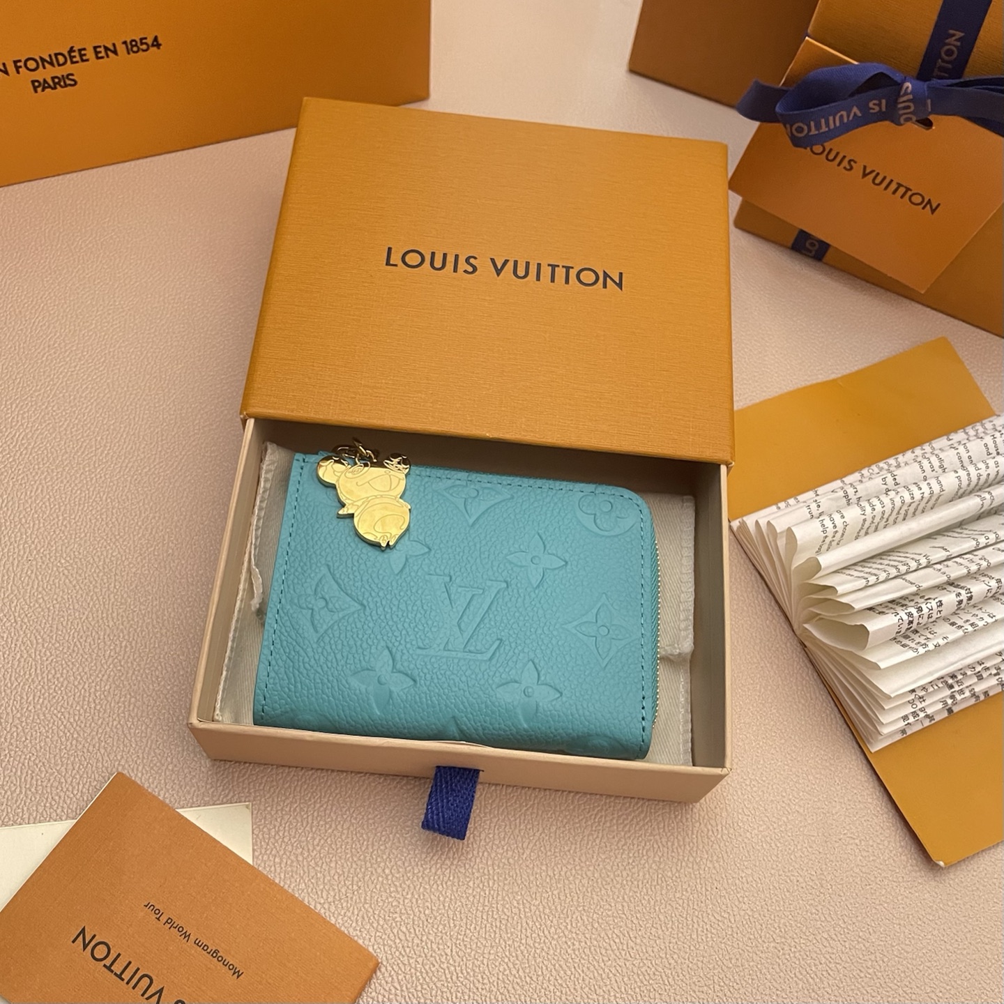 Louis Vuitton Takashi Compact Wallet Blue Monogram Leather 5 i1742752799974 667 0 0