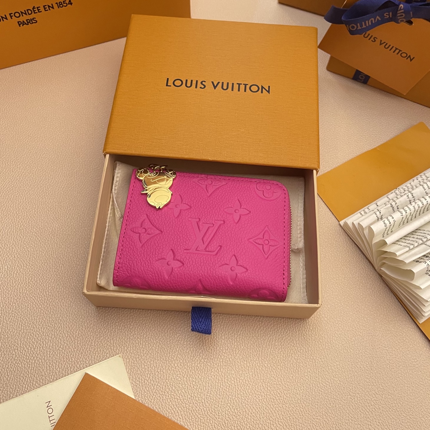 Louis Vuitton Pink Leather Compact Wallet with Butterfly Charm 5 i1742753131952 1743 0 4
