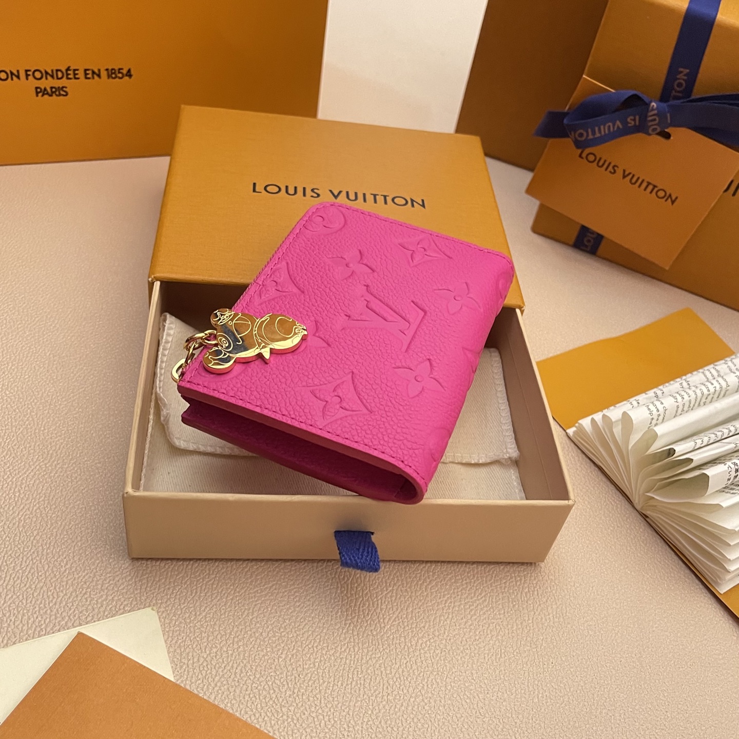 Louis Vuitton Pink Leather Compact Wallet with Butterfly Charm 3 i1742753132042 4971 0 2