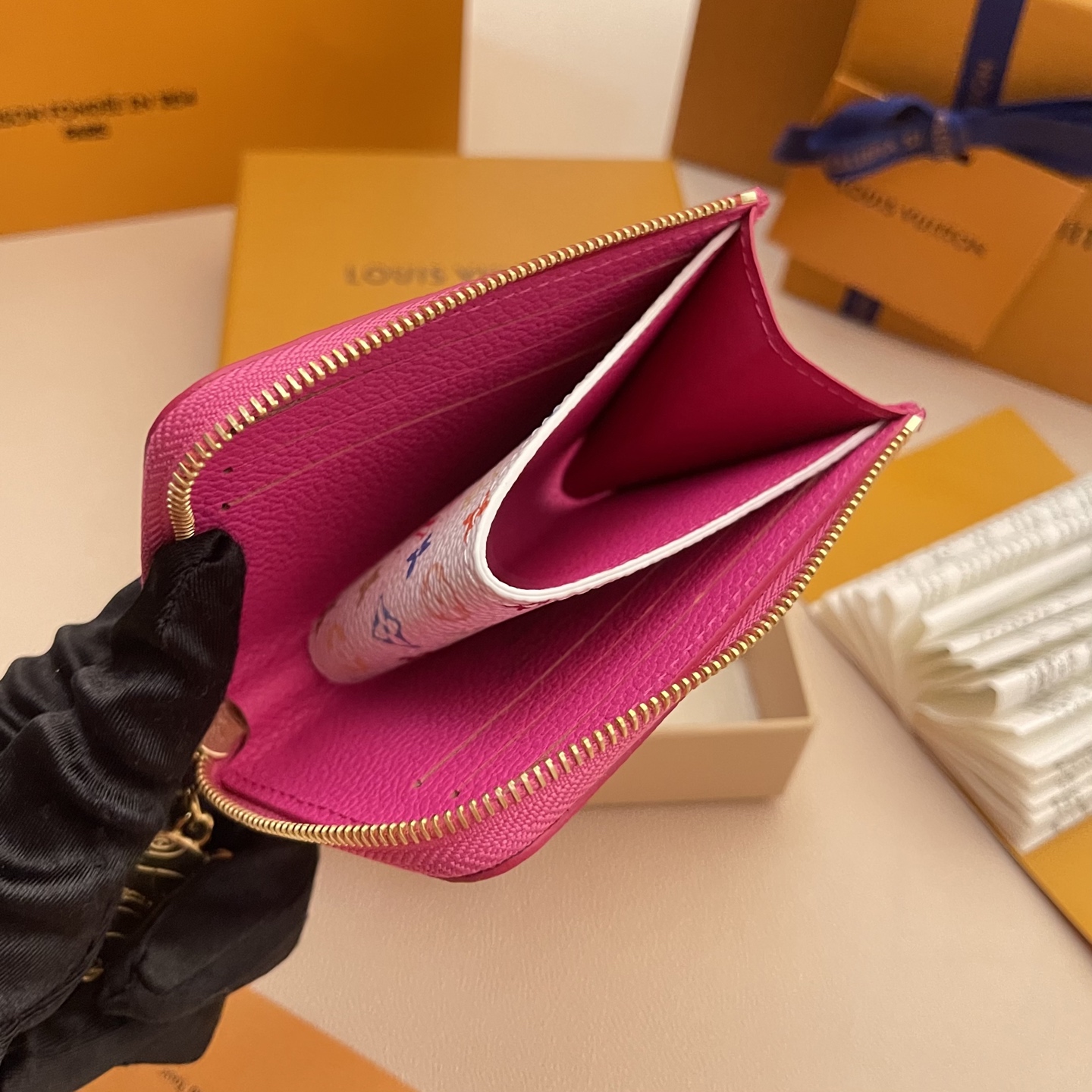 Louis Vuitton Pink Leather Compact Wallet with Butterfly Charm 6 i1742753132094 342 0 5