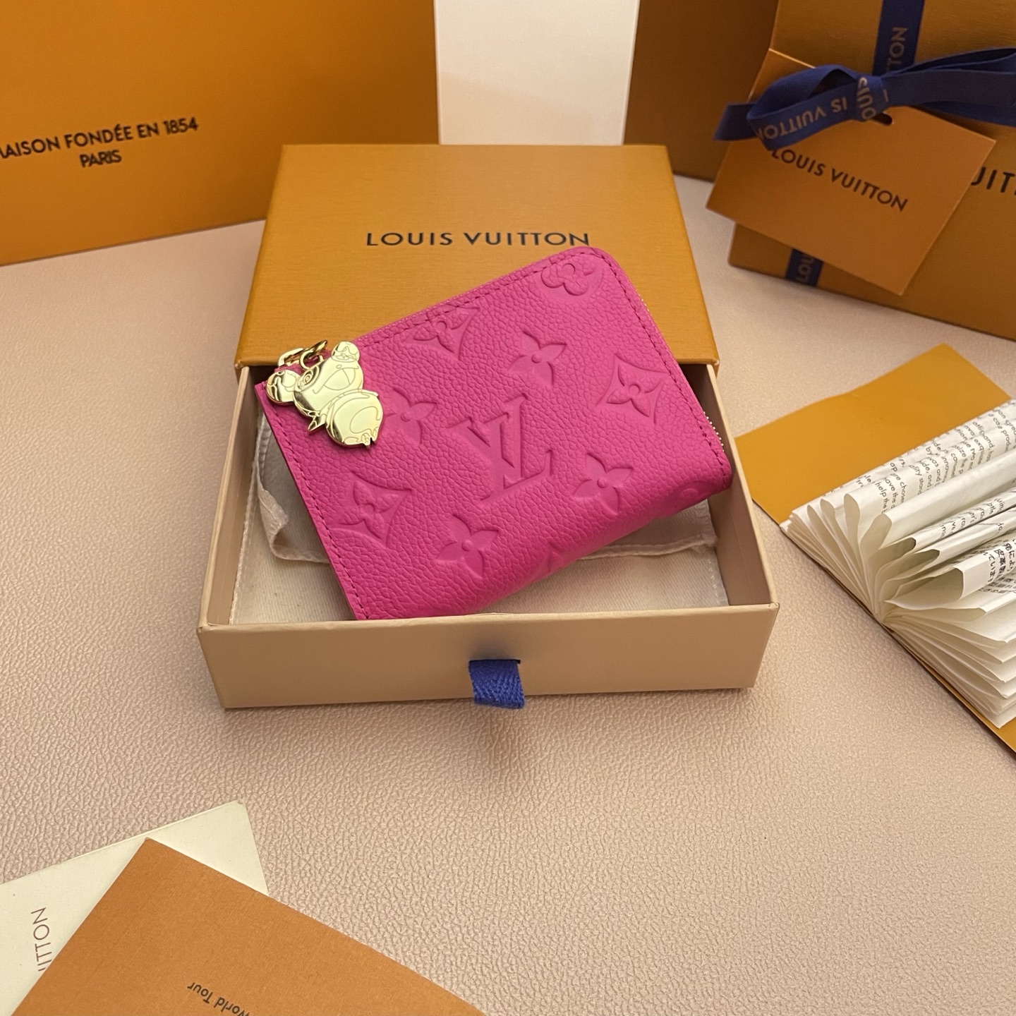Louis Vuitton Pink Leather Compact Wallet with Butterfly Charm 1 i1742753134397 3115 0 0
