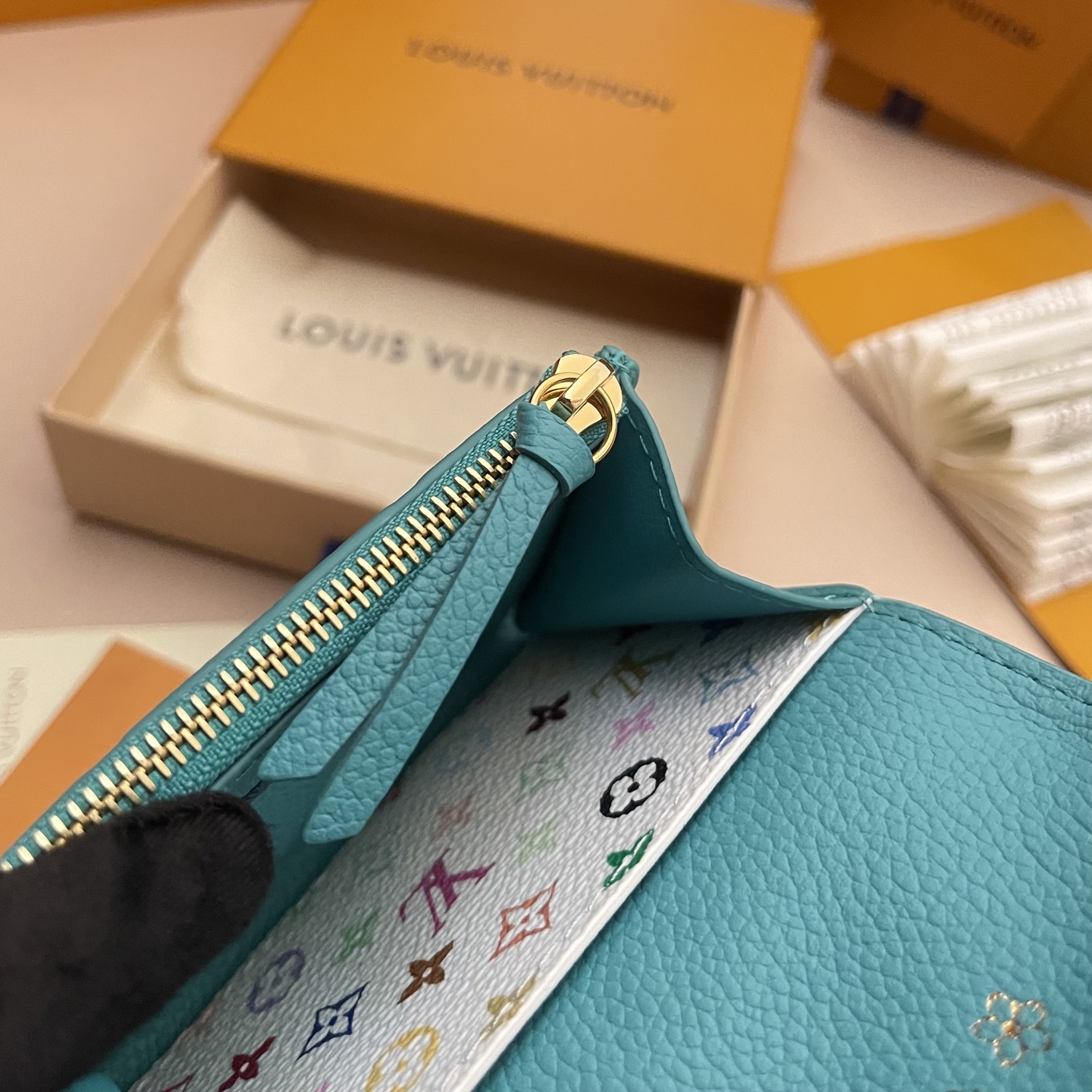 Louis Vuitton Rosalie Coin Purse, Blue Embossed Leather Wallet, Compact 9 i1742753572966 5228 0 7