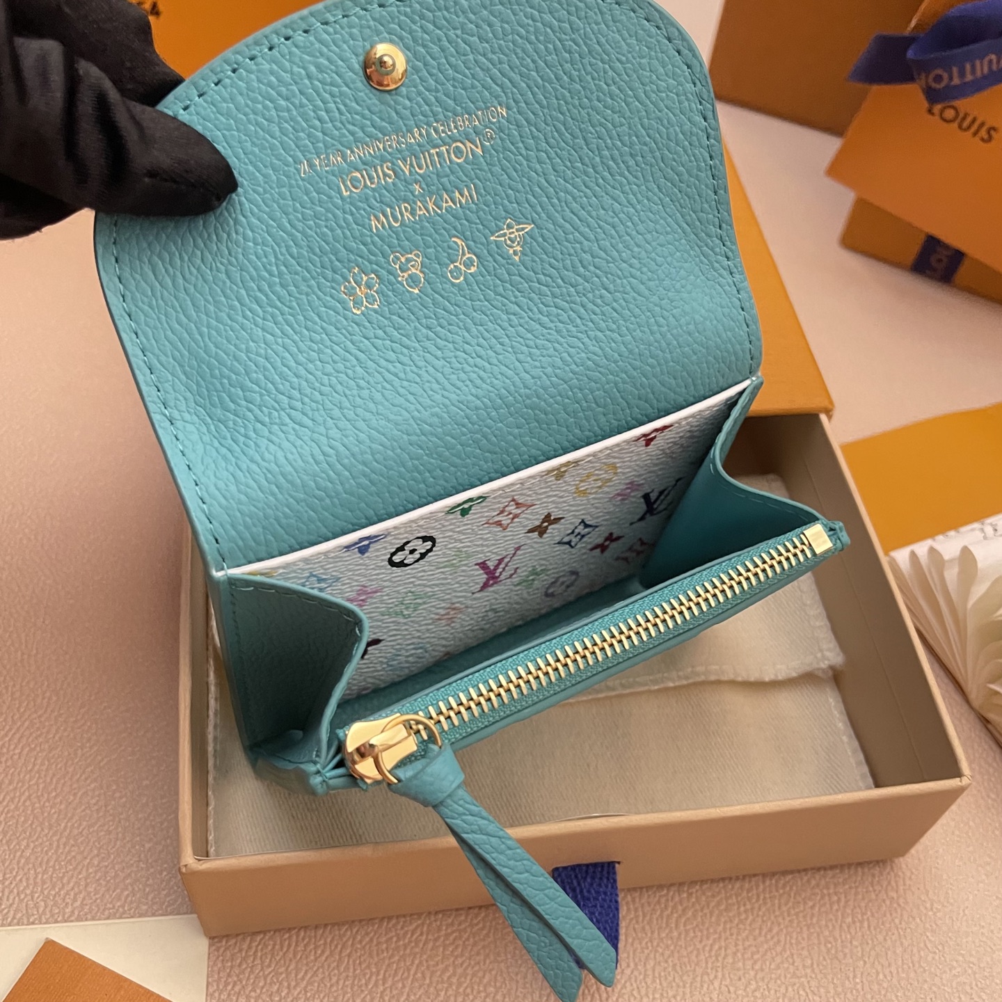 Louis Vuitton Rosalie Coin Purse, Blue Embossed Leather Wallet, Compact 7 i1742753573089 8765 0 5