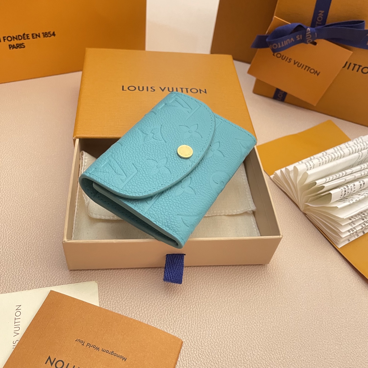 Louis Vuitton Rosalie Coin Purse, Blue Embossed Leather Wallet, Compact 4 i1742753573921 1626 0 2