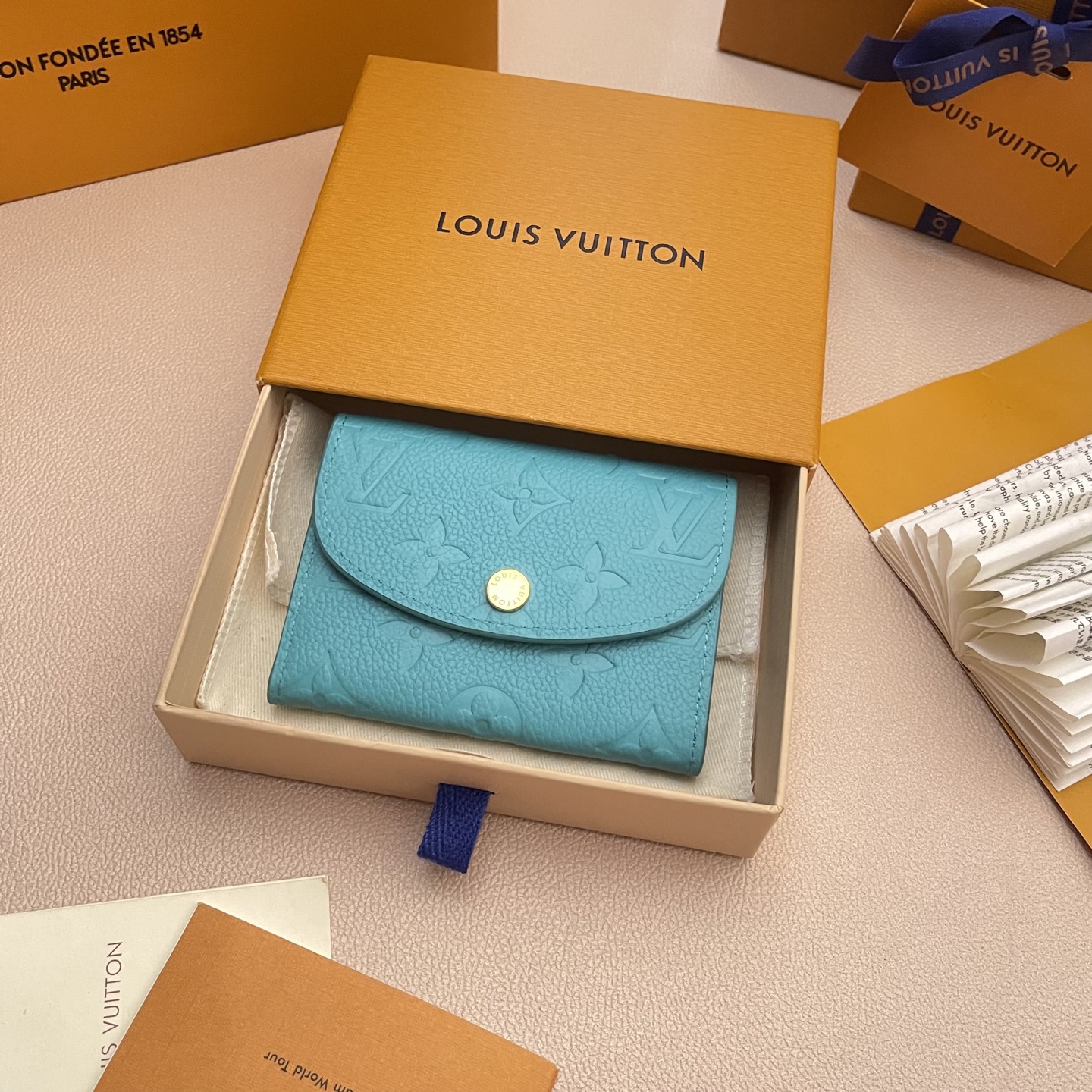 Louis Vuitton Rosalie Coin Purse, Blue Embossed Leather Wallet, Compact 6 i1742753573956 9244 0 4