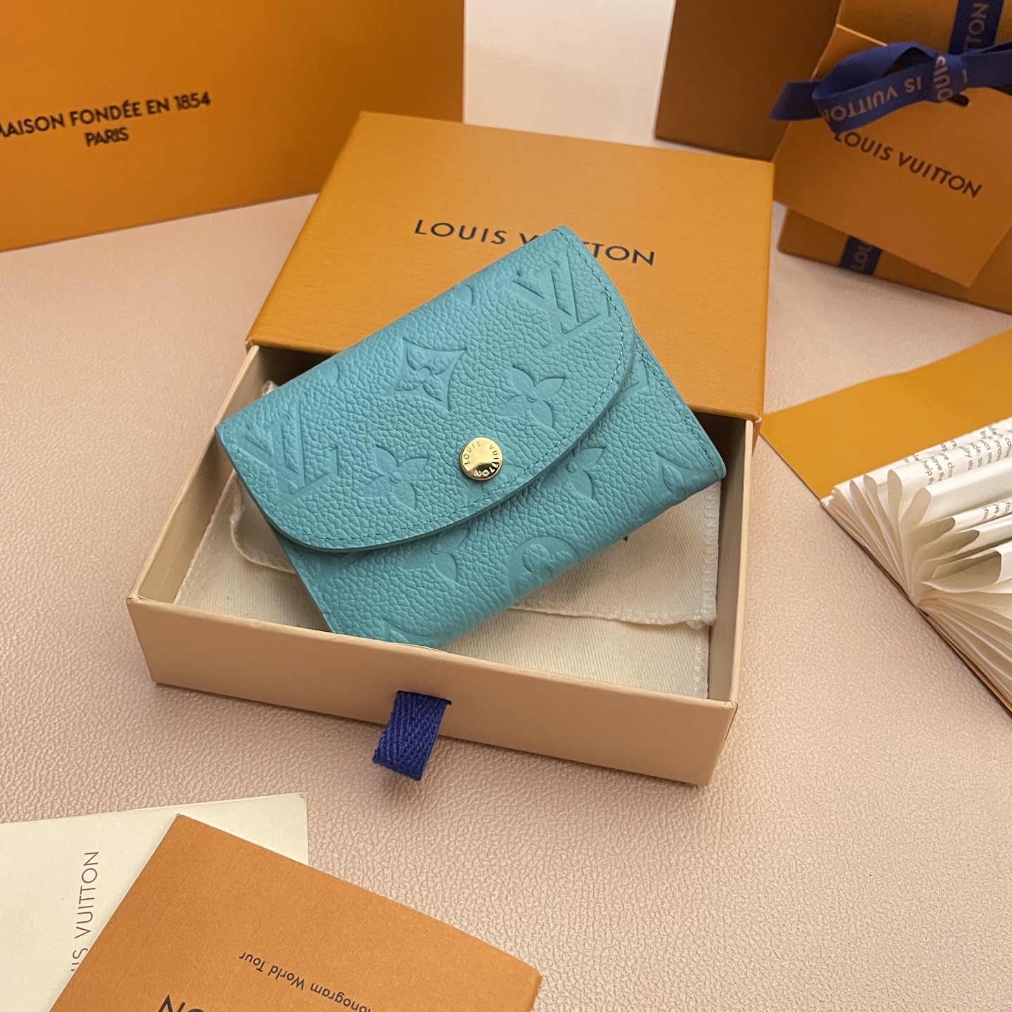 Louis Vuitton Rosalie Coin Purse, Blue Embossed Leather Wallet, Compact 2 i1742753574044 1526 0 0