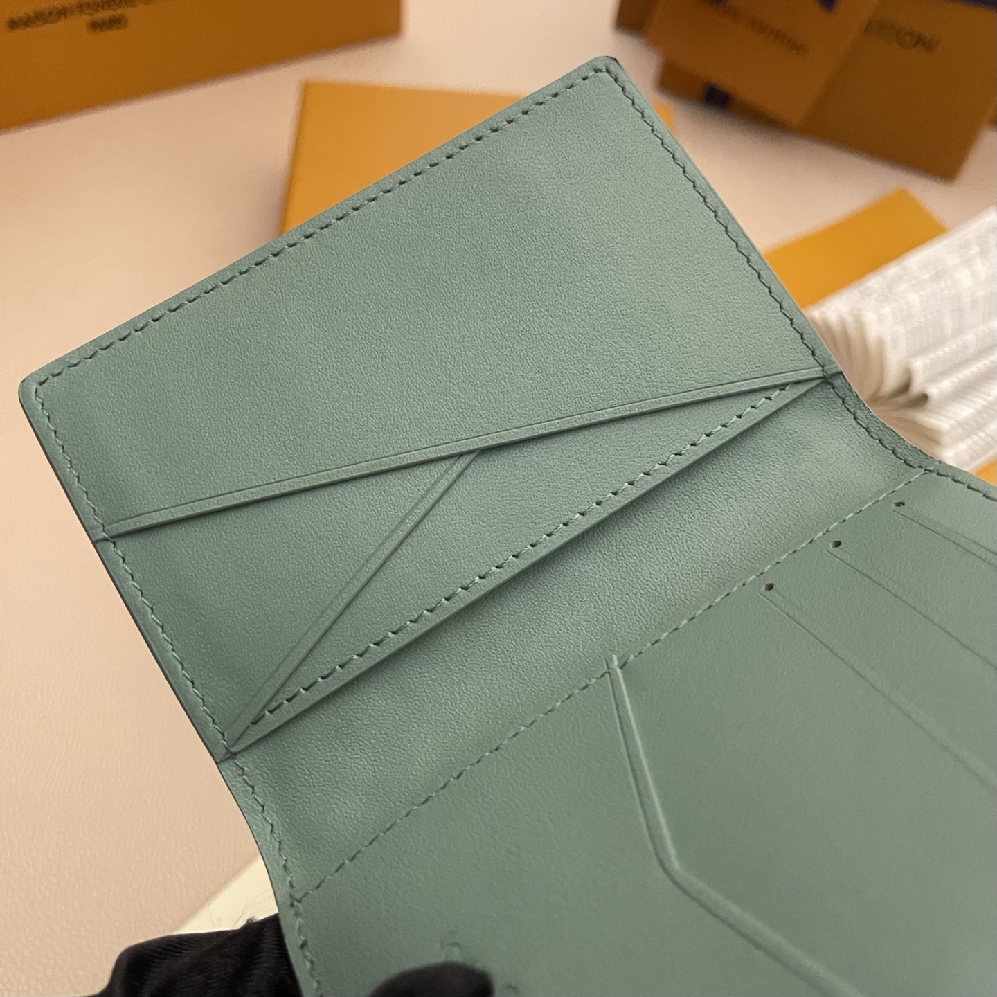 Louis Vuitton Taurillon Leather Pocket Organizer Wallet - Green/Khaki 7 i1743595561760 4949 0 6