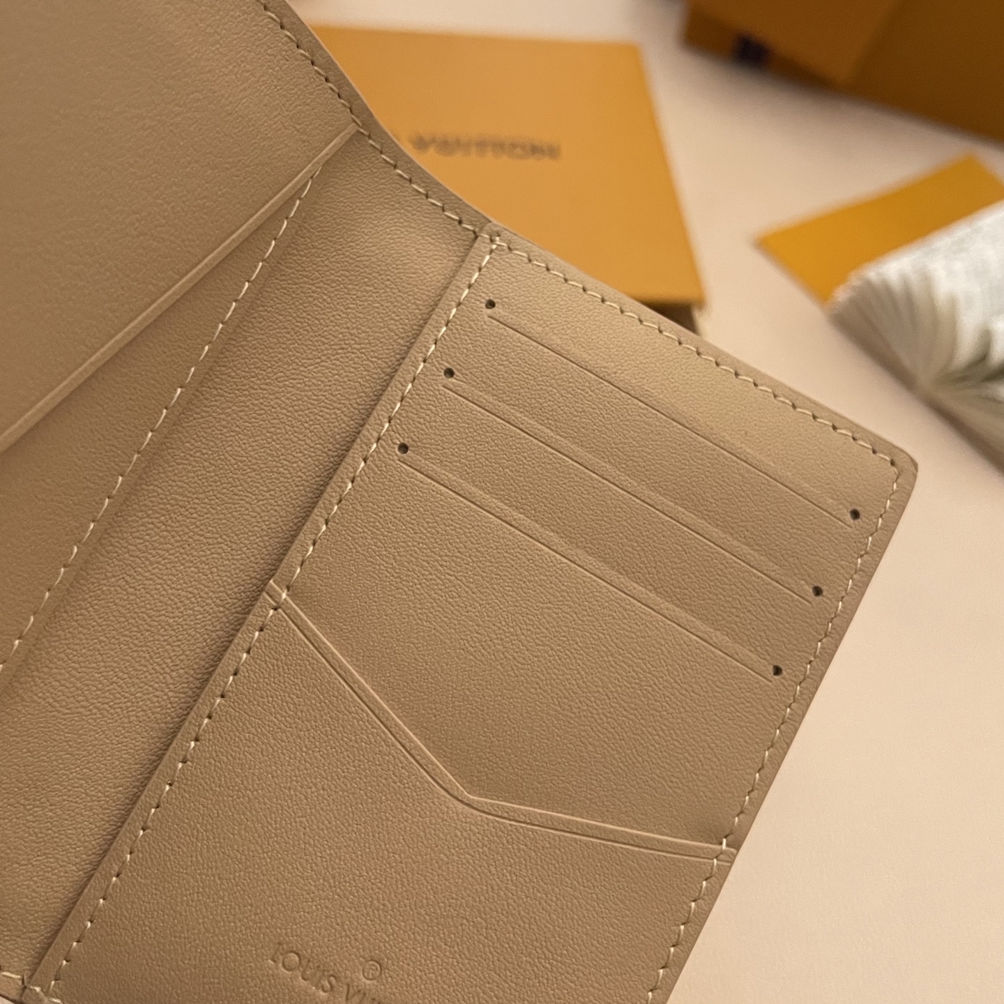 Louis Vuitton Taurillon Leather Pocket Organizer Wallet - Khaki 7 i1743595585848 9569 0 5