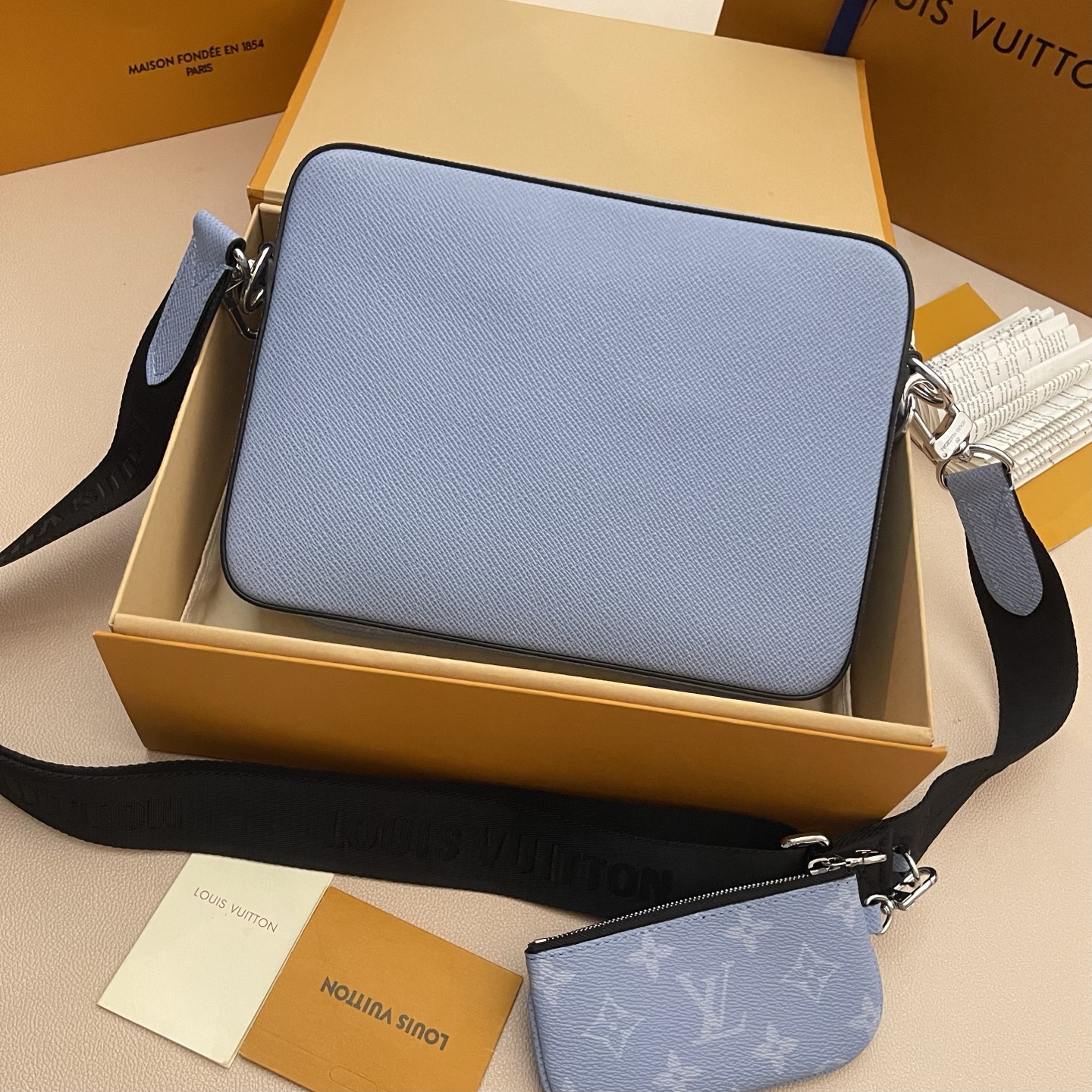 Louis Vuitton Trio Messenger Bag Taiga Leather Monogram Canvas Light Blue 3 i1744126840740 5382 0 1