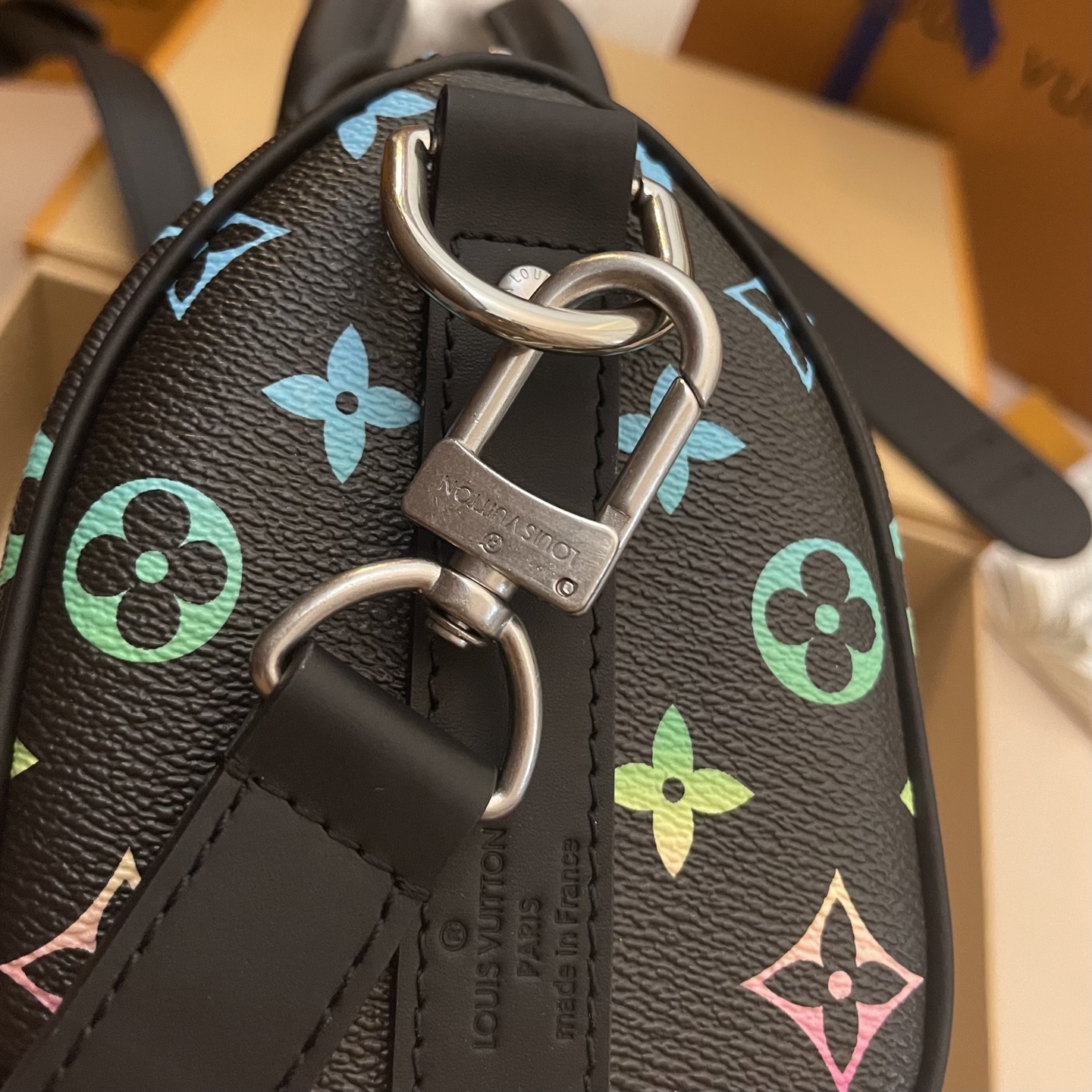 Louis Vuitton Keepall Bandoulière 25 Iridescent Monogram Black Leather Bag 8 i1744639435649 4822 0 5