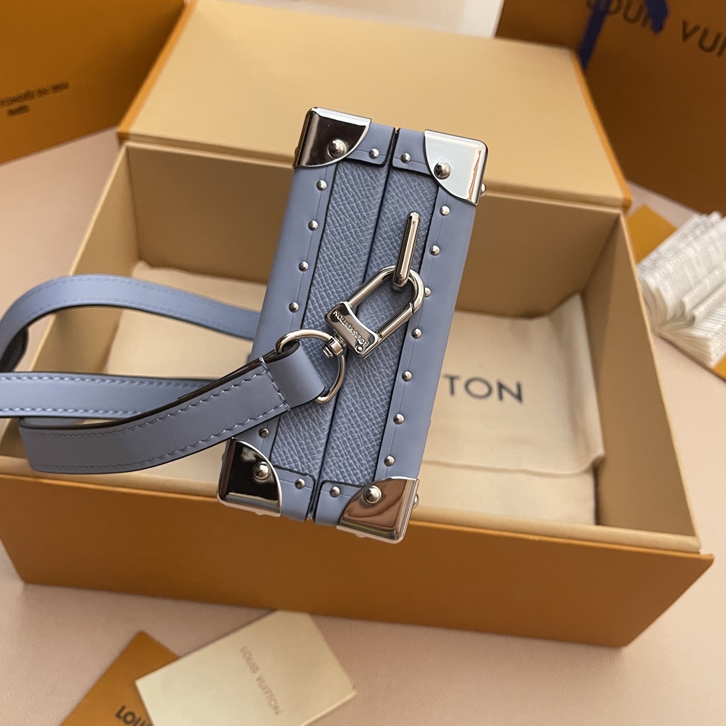 Louis Vuitton Wallet Trunk Taigarama Blue Monogram Canvas Leather Bag 4 i1745676348346 6484 0 2