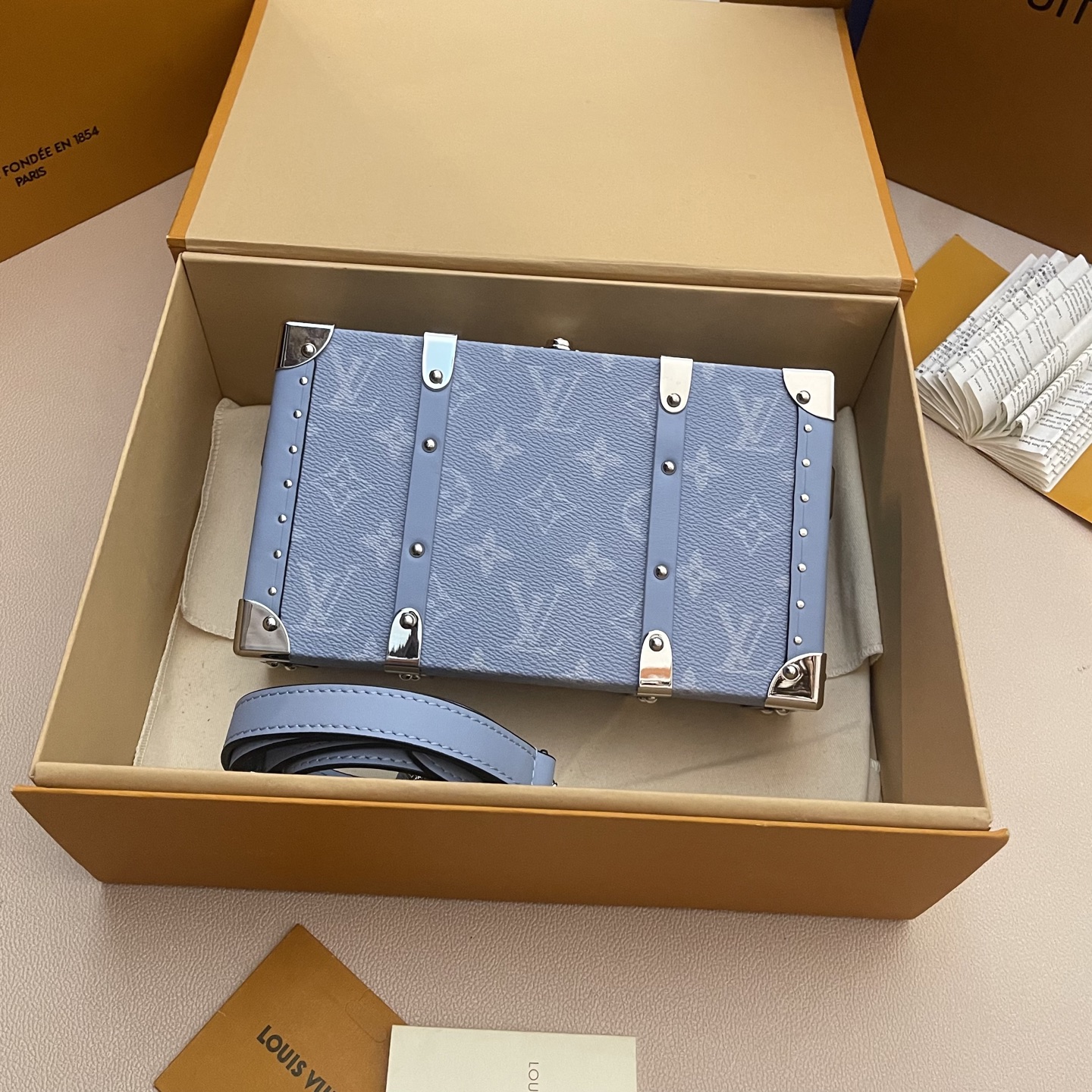 Louis Vuitton Wallet Trunk Taigarama Blue Monogram Canvas Leather Bag 2 i1745676348364 4112 0 0