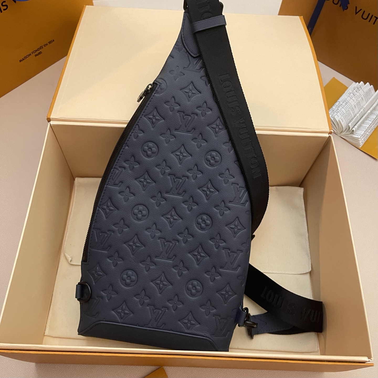Louis Vuitton Duo Sling Bag:Embossed Leather,Adjustable Strap,Compact Design 2 i1745763193798 9474 0 1