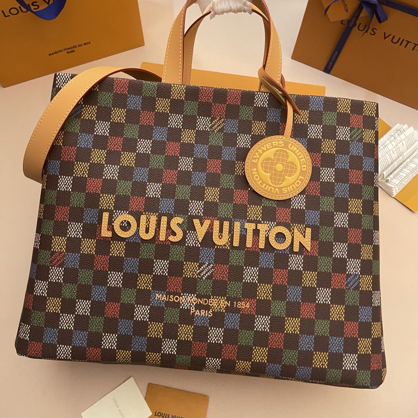 Louis Vuitton Shopper Tote Bag - Damier Ebene Canvas, Medium Size