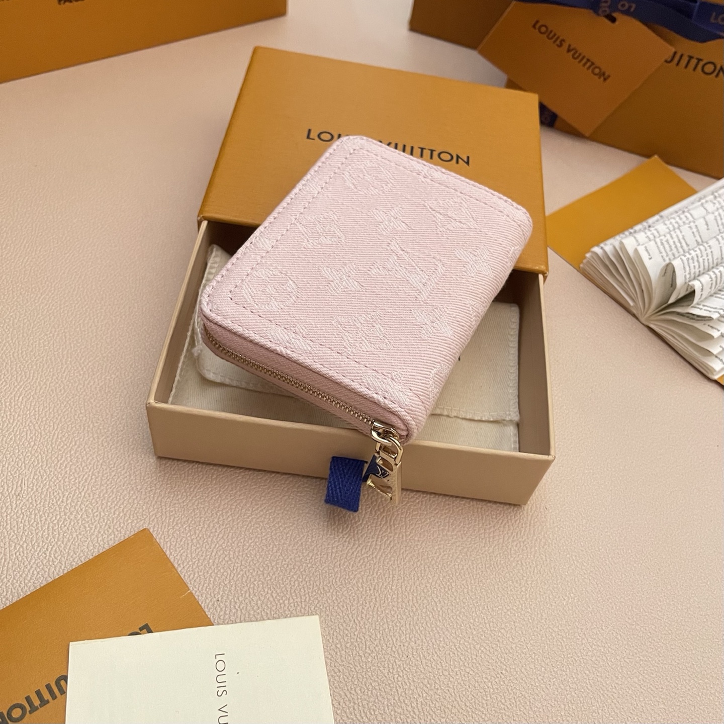 Louis Vuitton Zippy Coin Purse Monogram Denim Pink Leather Wallet 4 i1747044898350 7320 0 2