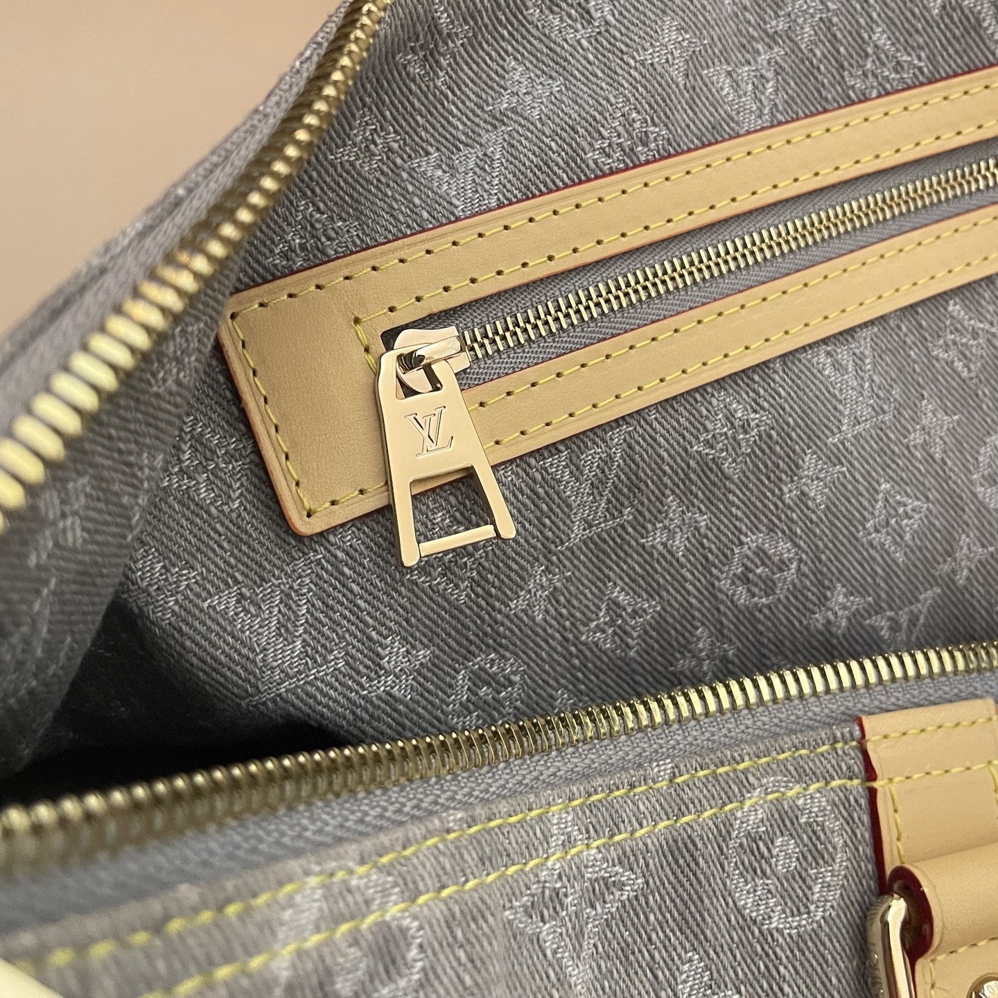 Louis Vuitton Keepall Bandouliere 45 Monogram Denim Travel Bag, Gray 11 i1747144383977 957 0 10