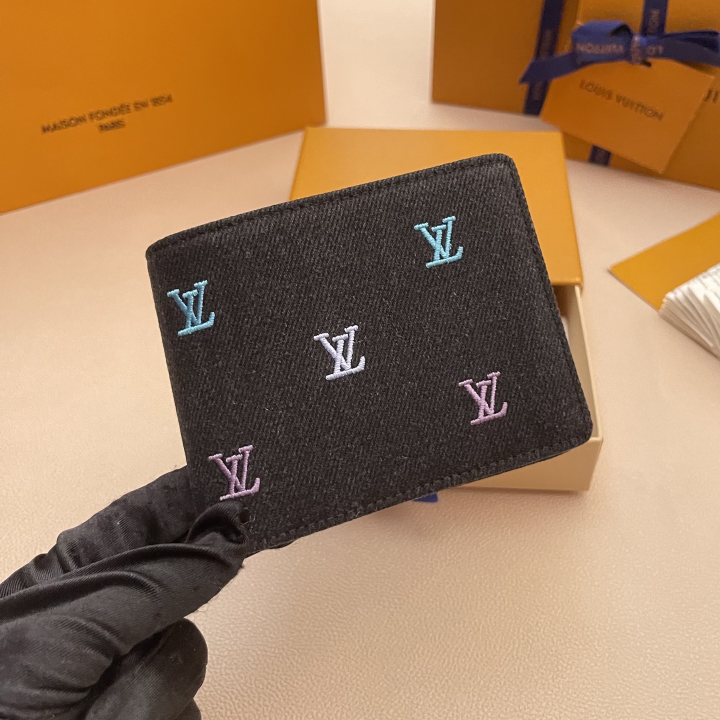Louis Vuitton Multiple Wallet Blason Denim,Embroidered Colorful Letter 4 i1747751612402 3605 0 2