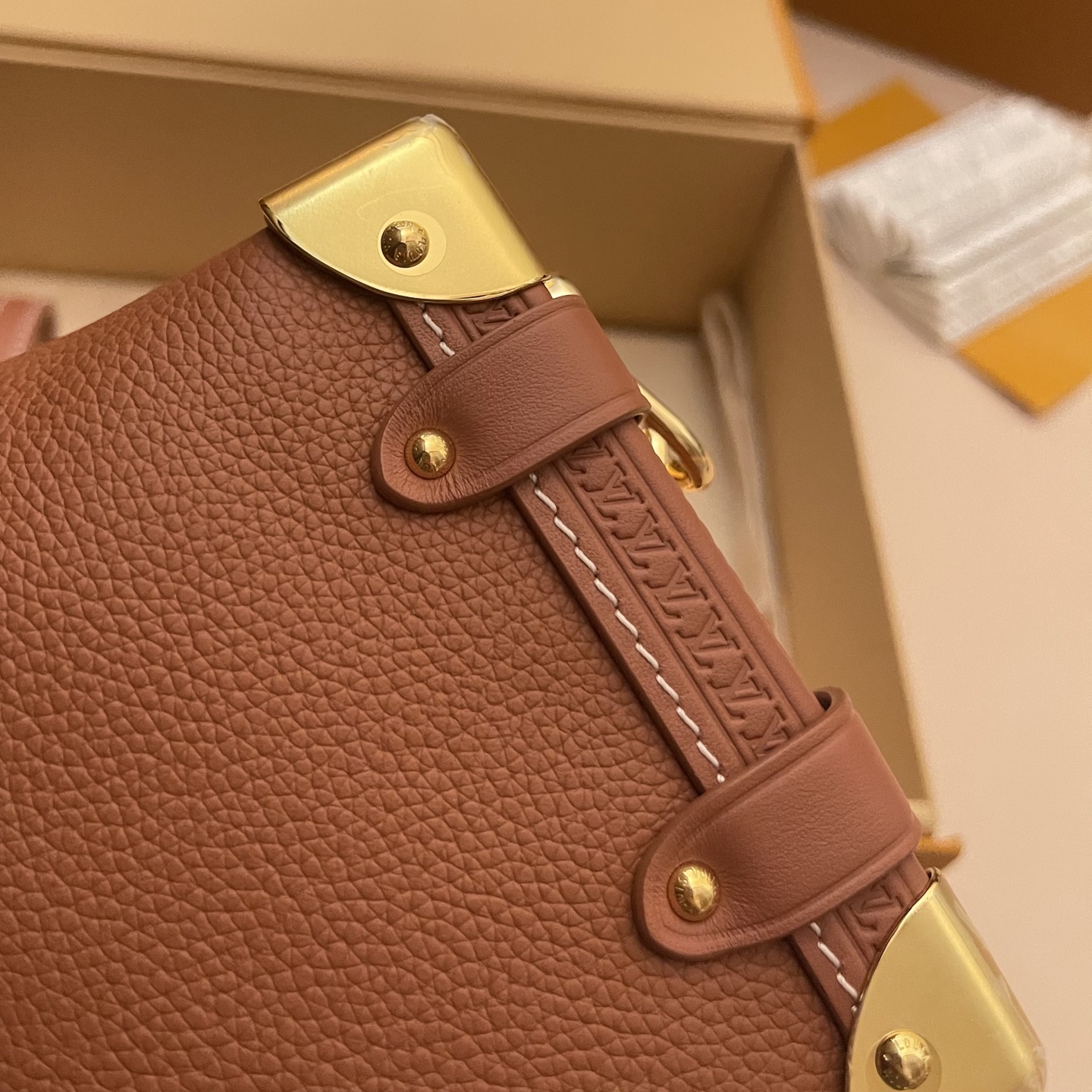 Louis Vuitton Side Trunk Handbag with Leather, Brown, Small Size 18*12.5*8 5 i1748354109782 1493 0 4