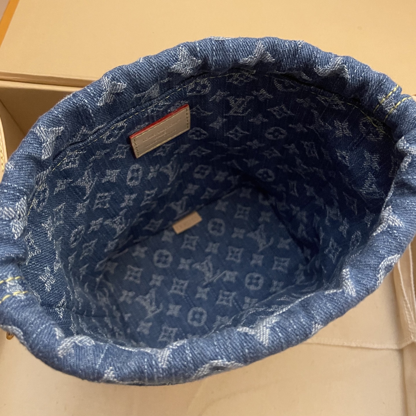 Louis Vuitton Nano Noé Denim Backpack, Monogram Accents & Gold Chain Detail 8 i1748354699087 3481 0 7