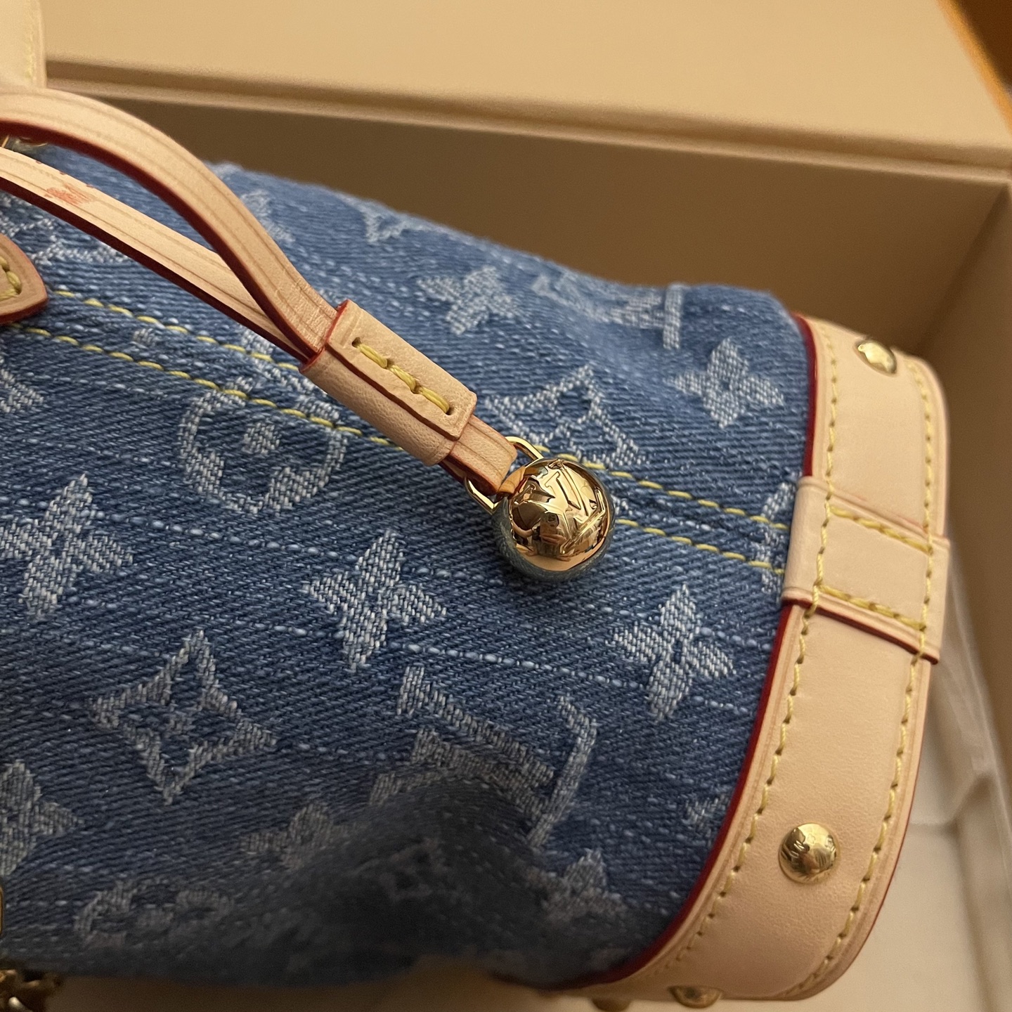 Louis Vuitton Nano Noé Denim Backpack, Monogram Accents & Gold Chain Detail 7 i1748354700740 8804 0 6