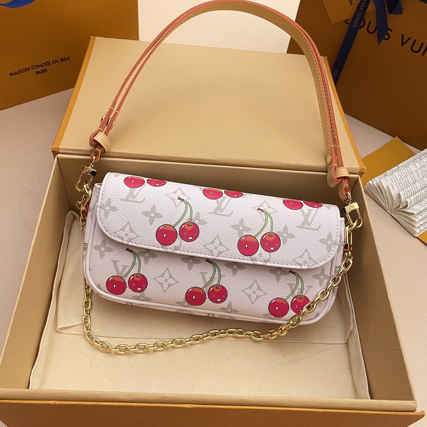 Louis Vuitton Wallet On Chain Ivy Murakami Cherry Monogram Canvas Bag 1 i1748441899261 7161 0 0