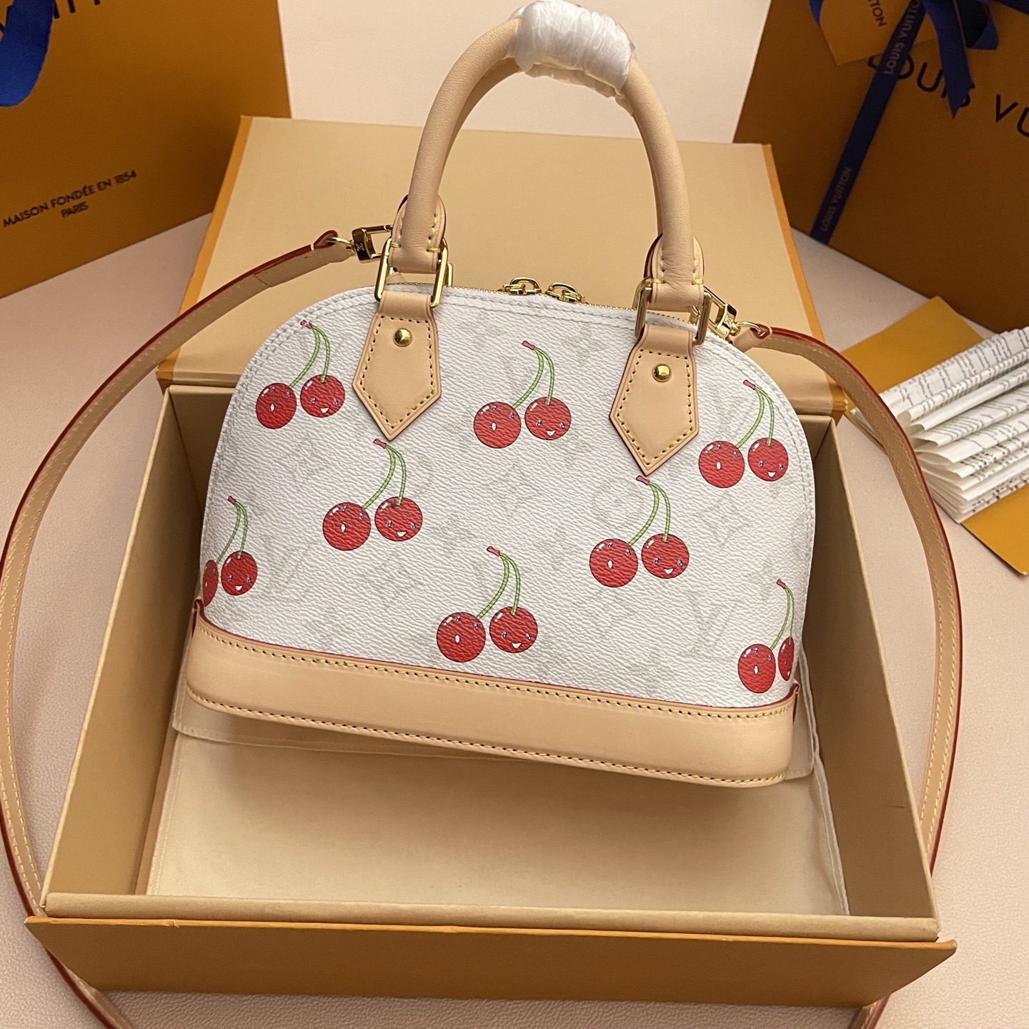 LV x Takashi Murakami Alma BB Cherry Monogram Canvas Satchel Bag 2 i1748530337166 902 0 1