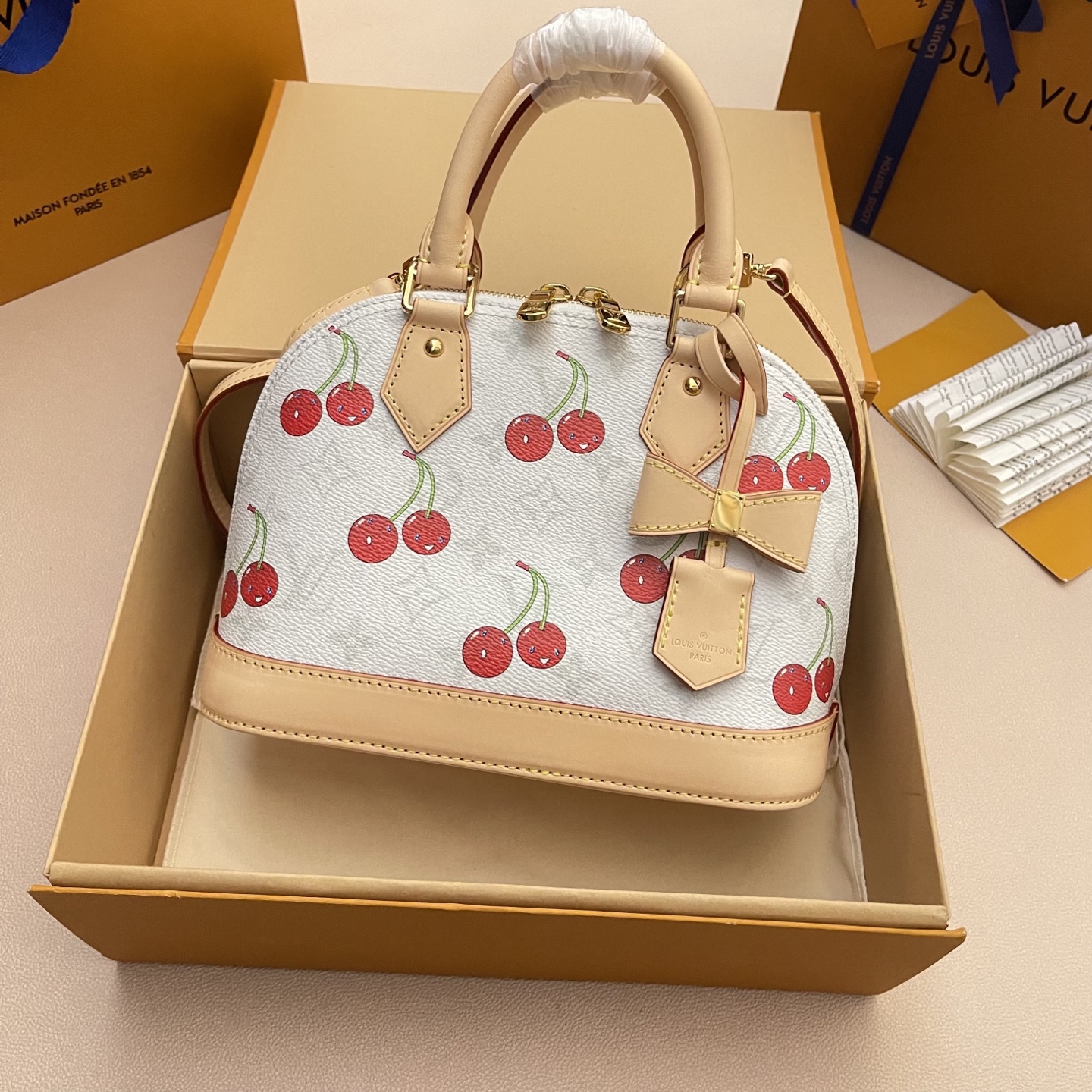 LV x Takashi Murakami Alma BB Cherry Monogram Canvas Satchel Bag 1 i1748530338224 7916 0 0