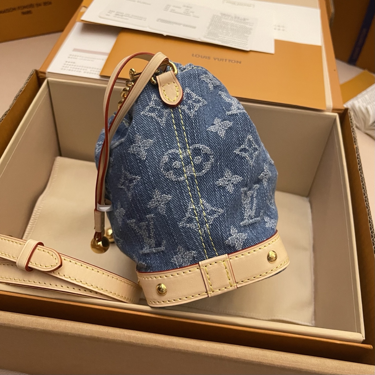 Louis Vuitton Nano Noé Chain Bucket Bag - Denim Monogram, Luxury Design 4 i1749218650680 3245 0 2