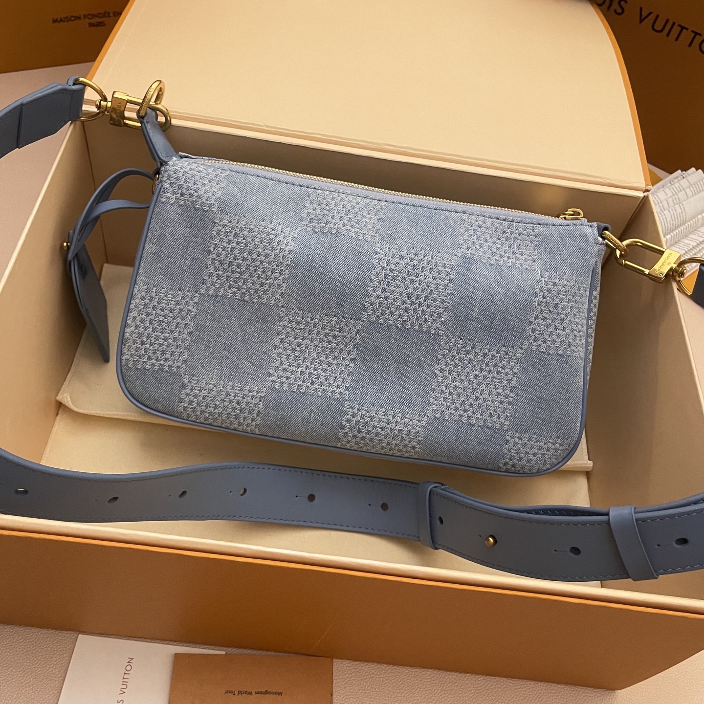 Louis Vuitton Pochette Accessoires XL Denim 3D Cotton Canvas Handbag 2 i1752330519521 188 0 1