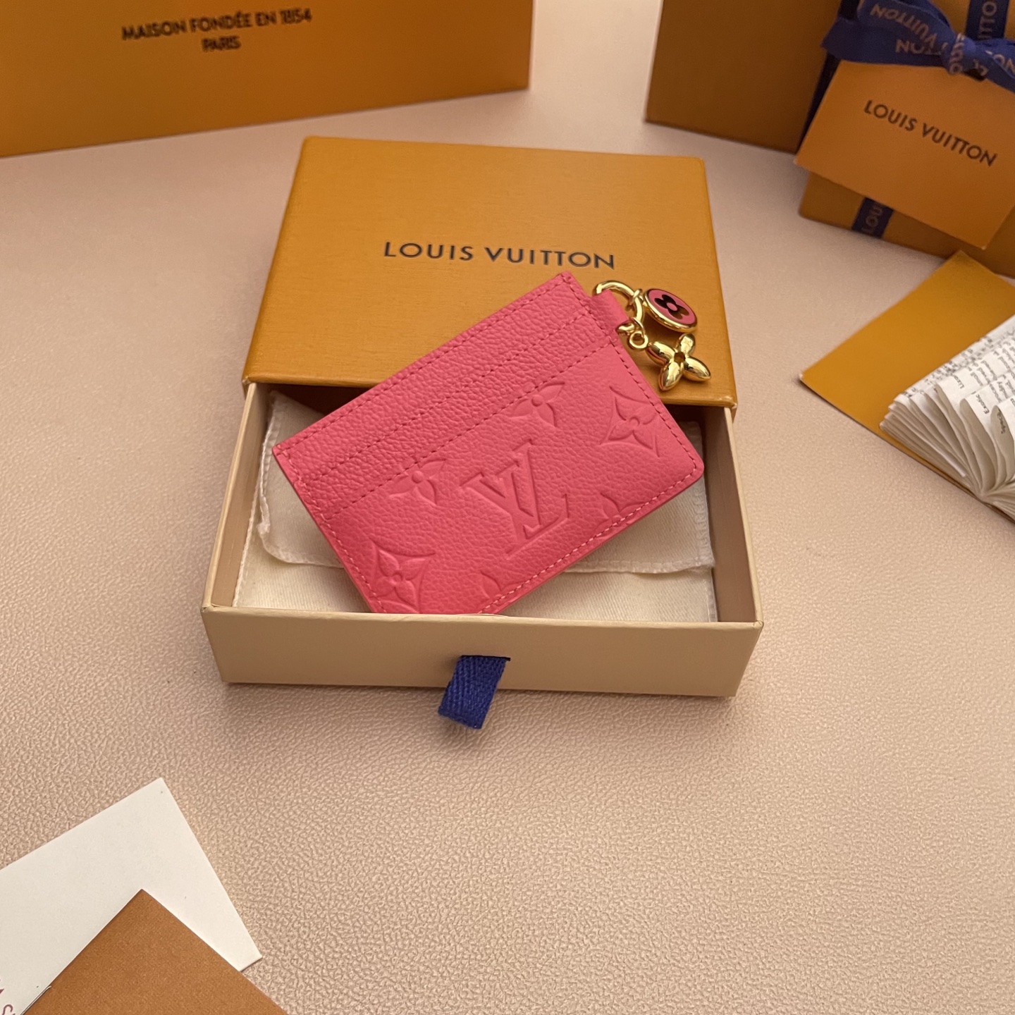 Louis Vuitton Charms Card Holder in Pink Monogram Empreinte Leather 3 i1752332139754 8821 0 1