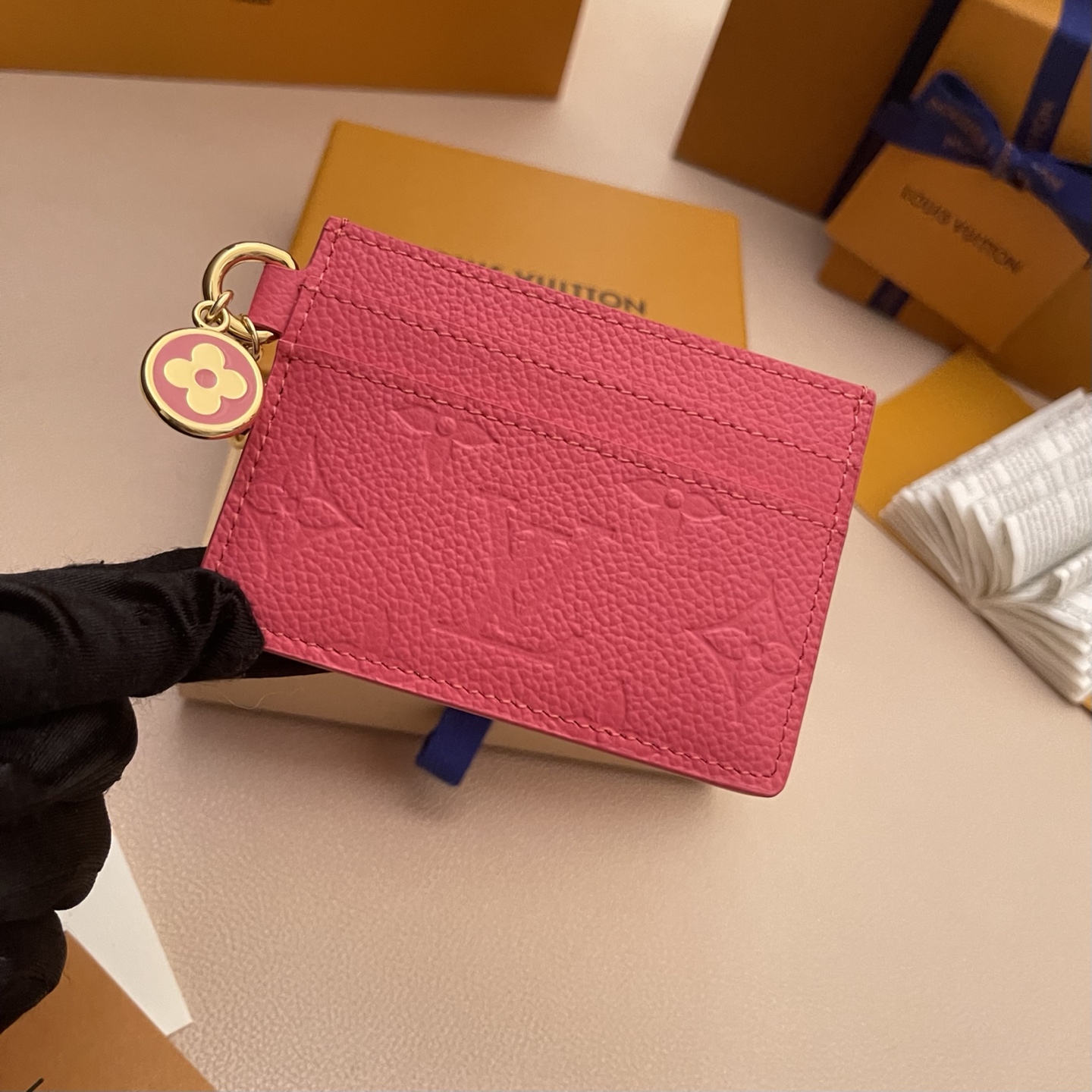 Louis Vuitton Charms Card Holder in Pink Monogram Empreinte Leather 5 i1752332139855 2040 0 3