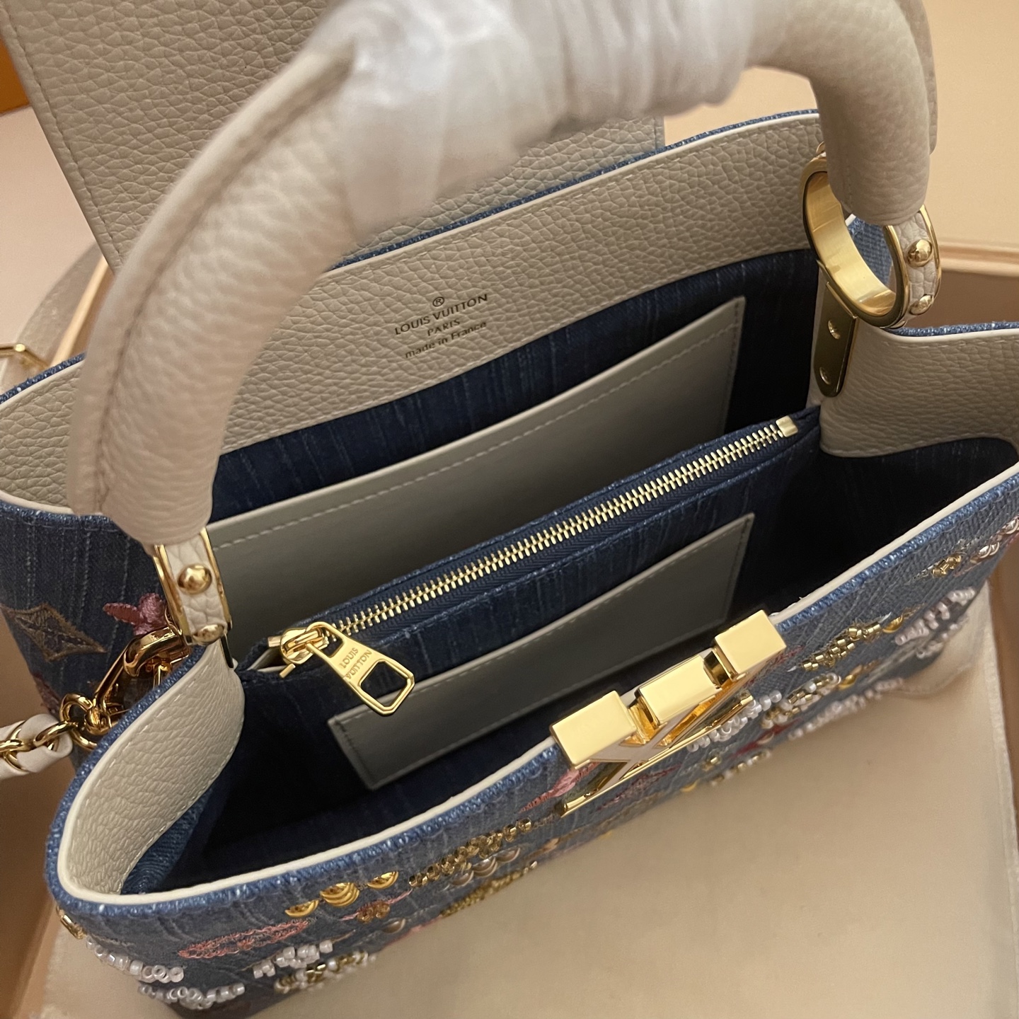 Louis Vuitton Capucines Denim Embroidered Beaded Mini Handbag, 21 x 13.6 x 8 cm 8 i1752498913024 7354 0 7