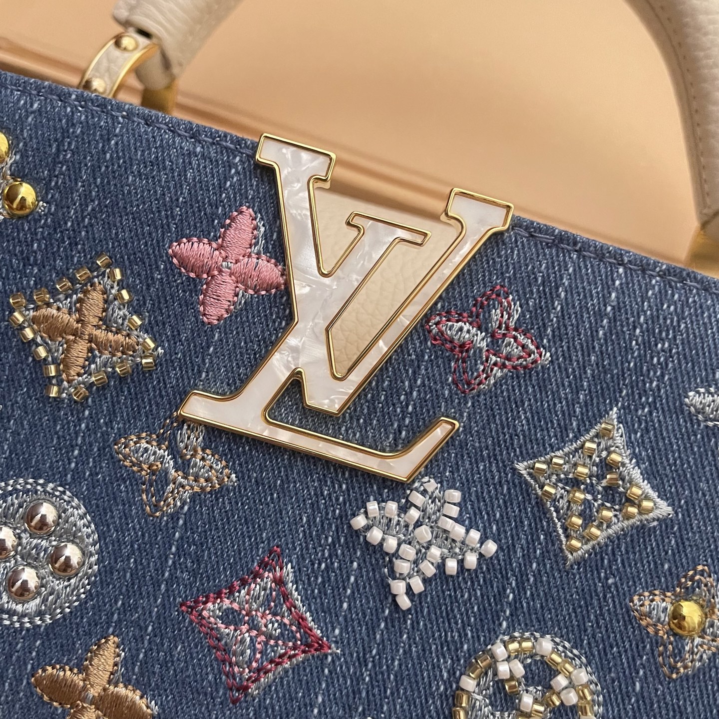 Louis Vuitton Capucines Denim Embroidered Beaded Mini Handbag, 21 x 13.6 x 8 cm 3 i1752498914978 1264 0 2