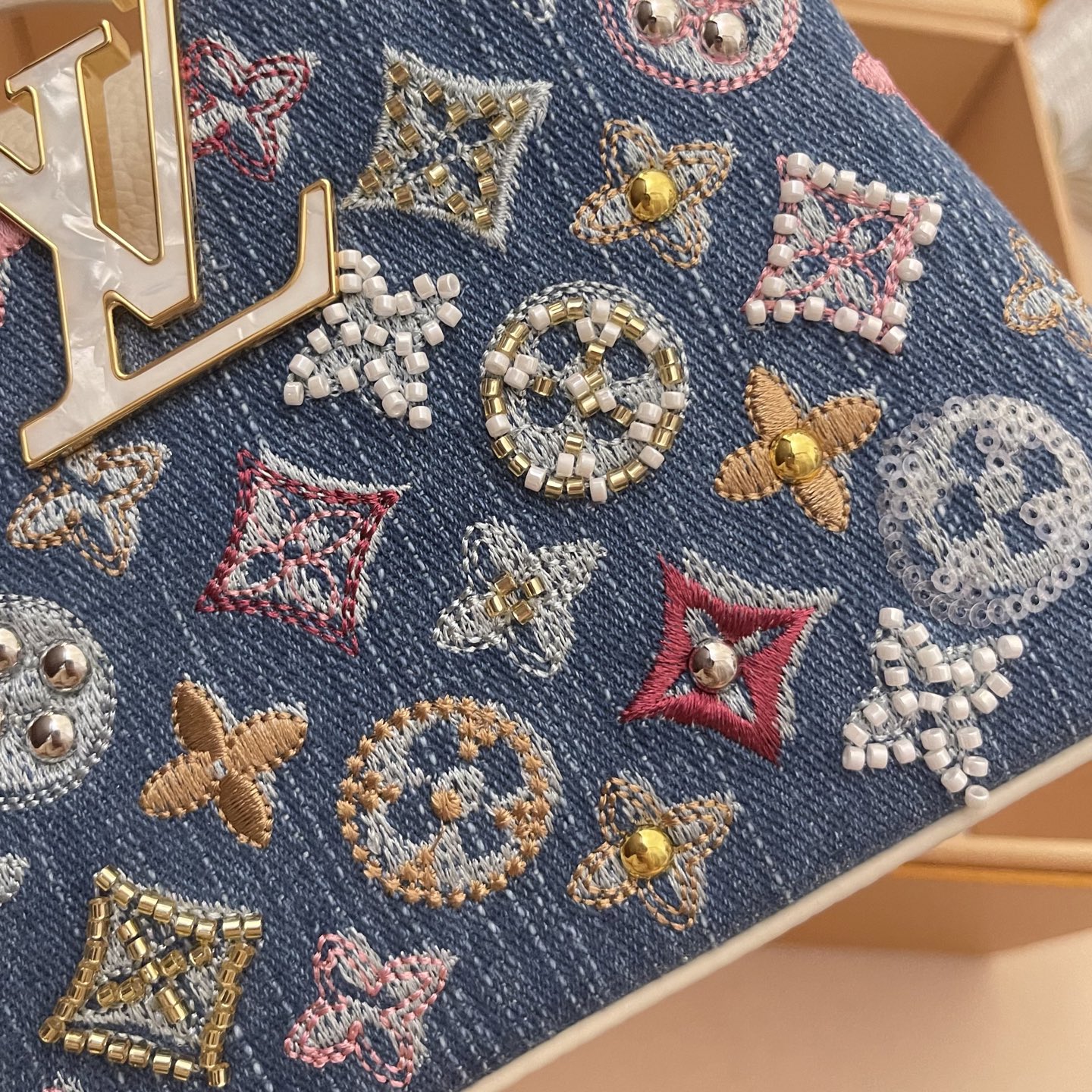 Louis Vuitton Capucines Mini Denim Embroidered Top Handle Bag - Iconic Style 4 i1752498958651 3915 0 3