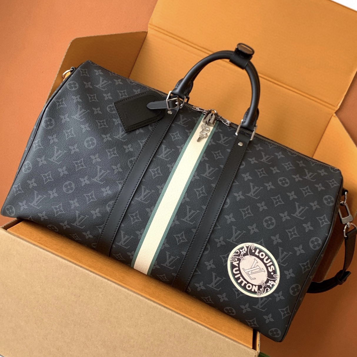 Louis Vuitton Keepall 50 Monogram Eclipse Leather Travel Bag 1 i1752500820807 2643 0 0