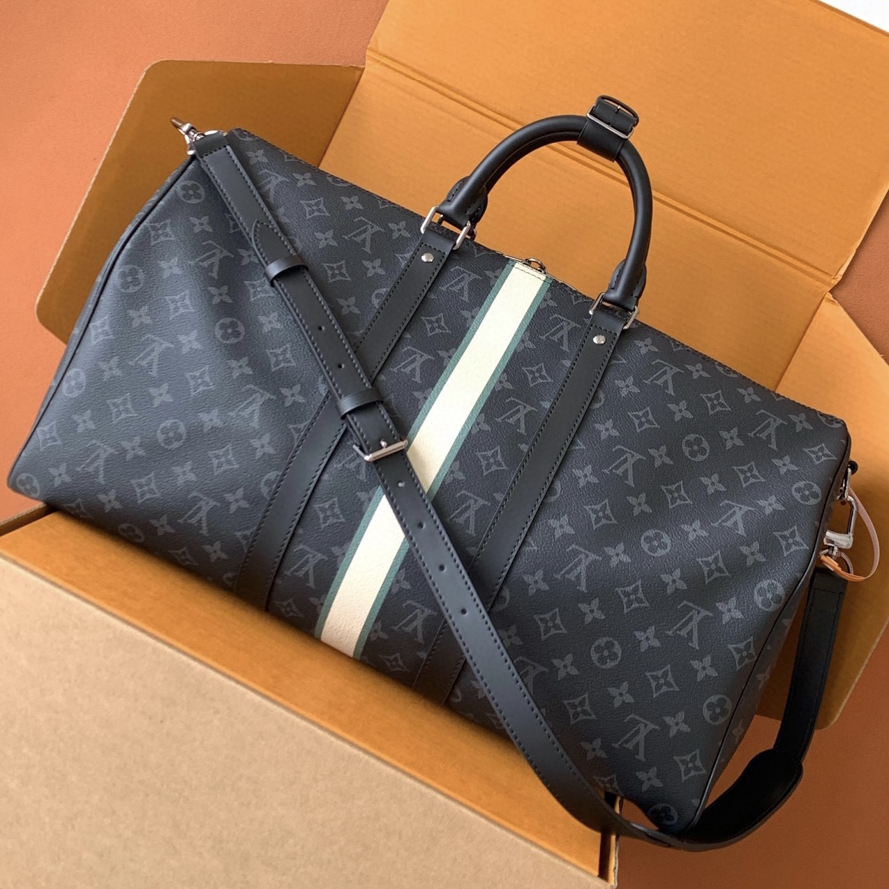 Louis Vuitton Keepall 50 Monogram Eclipse Leather Travel Bag 2 i1752500820808 8317 0 1