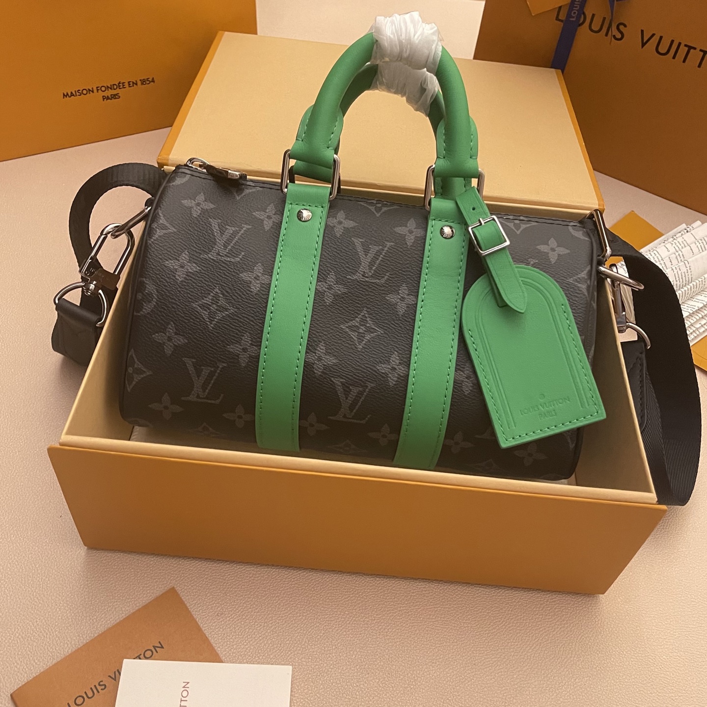 Louis Vuitton Keepall Bandouliere 25 Monogram Eclipse Canvas Handbag 1 i1752588366526 7613 0 0