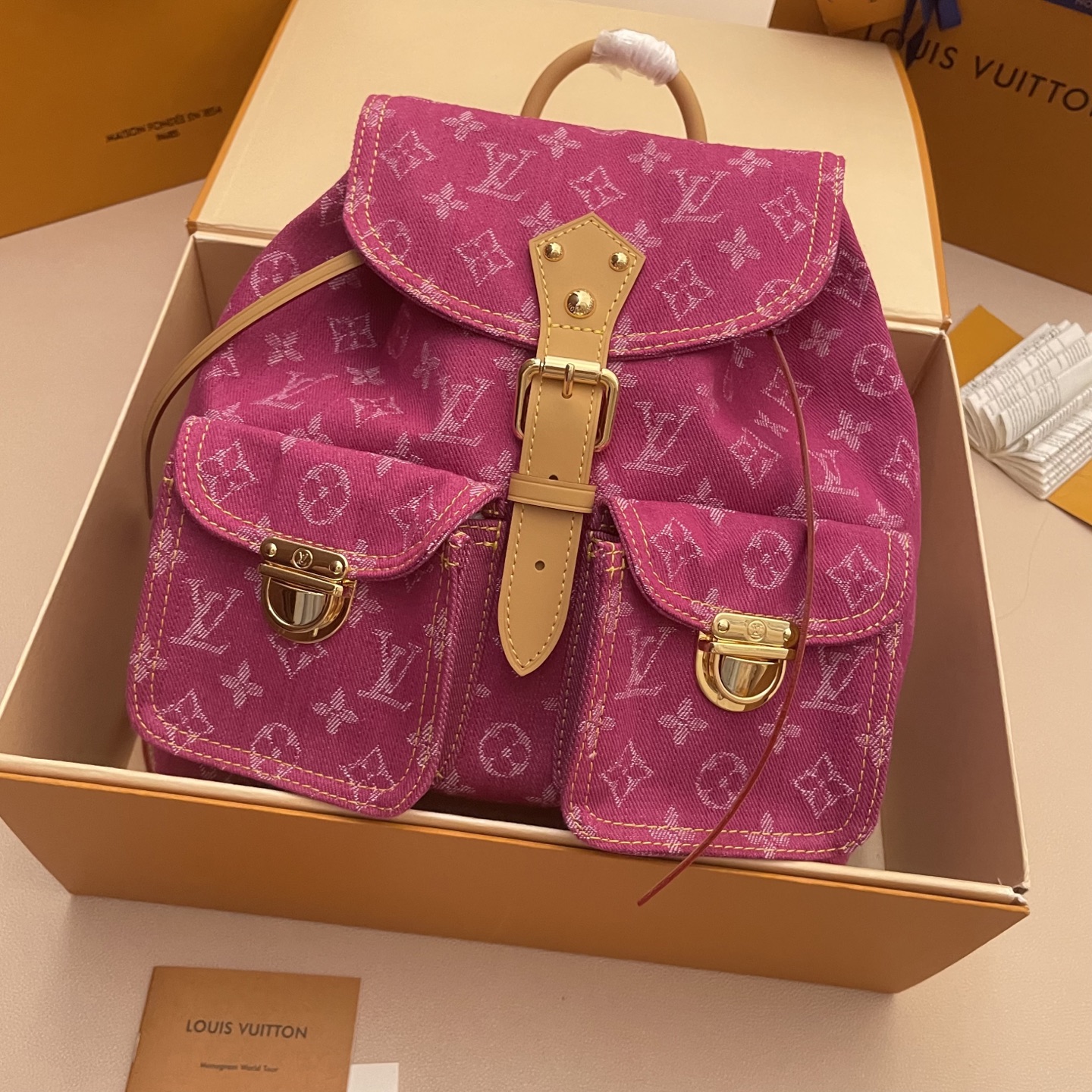 Louis Vuitton Pink Denim Backpack Vintage Limited Edition - M95240 1 i1752588487040 6872 0 0