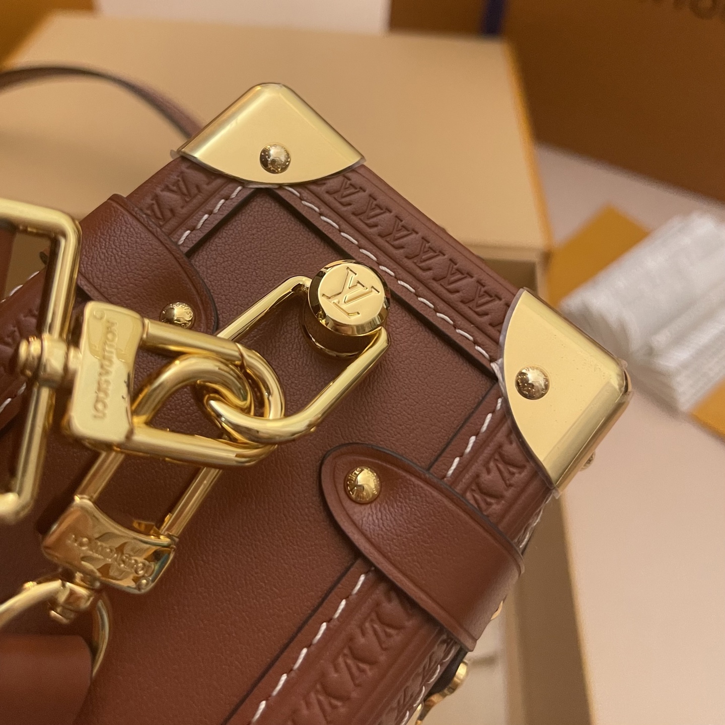 Louis Vuitton Side Trunk Medium Raffia Bag with Leather Trim 5 i1752589381491 3065 0 4