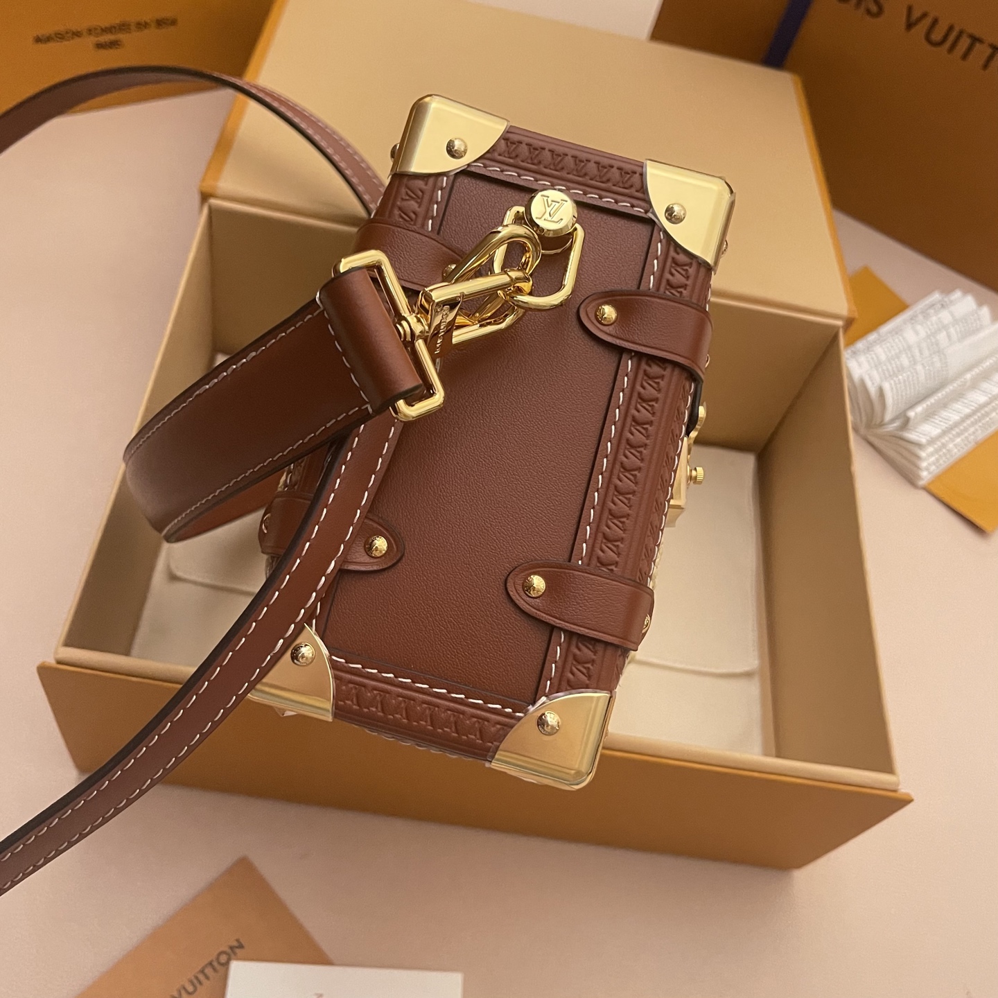 Louis Vuitton Side Trunk Medium Raffia Bag with Leather Trim 3 i1752589381492 9469 0 2