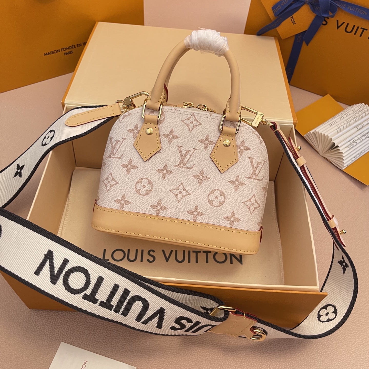 Louis Vuitton Alma Mini Bag,Monogram Coated Canvas,Beige,19.5 x 15 x 9 cm 1 i1754819607536 9360 0 0