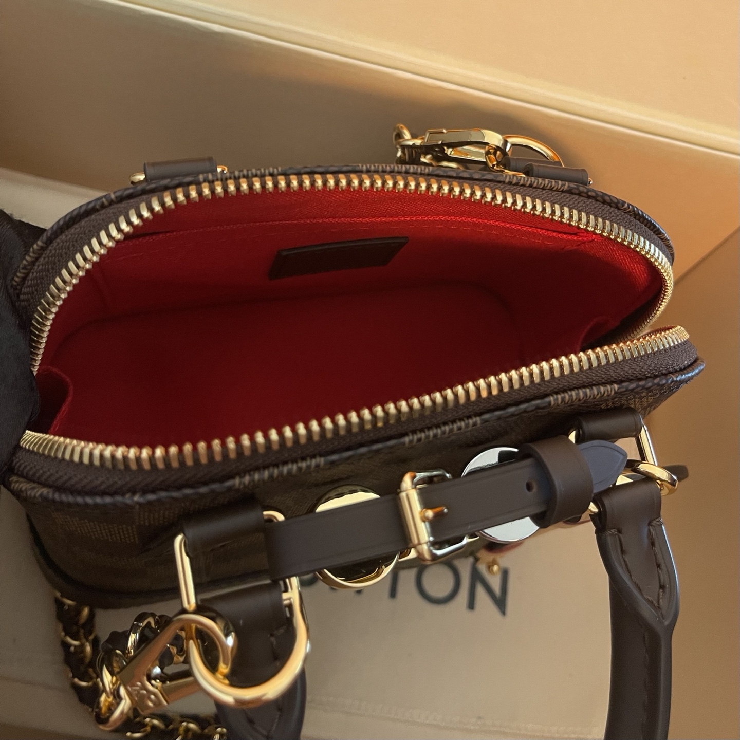 Louis Vuitton Alma Mini Handbag Damier Ebene Canvas with Heart Bag Charm 9 i1754914138824 1278 0 7
