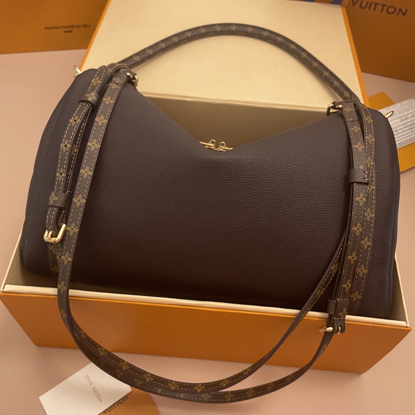 Louis Vuitton Brown Leather Express Bag with Monogram Trim and Lock 3 i1754986287044 1026 0 1